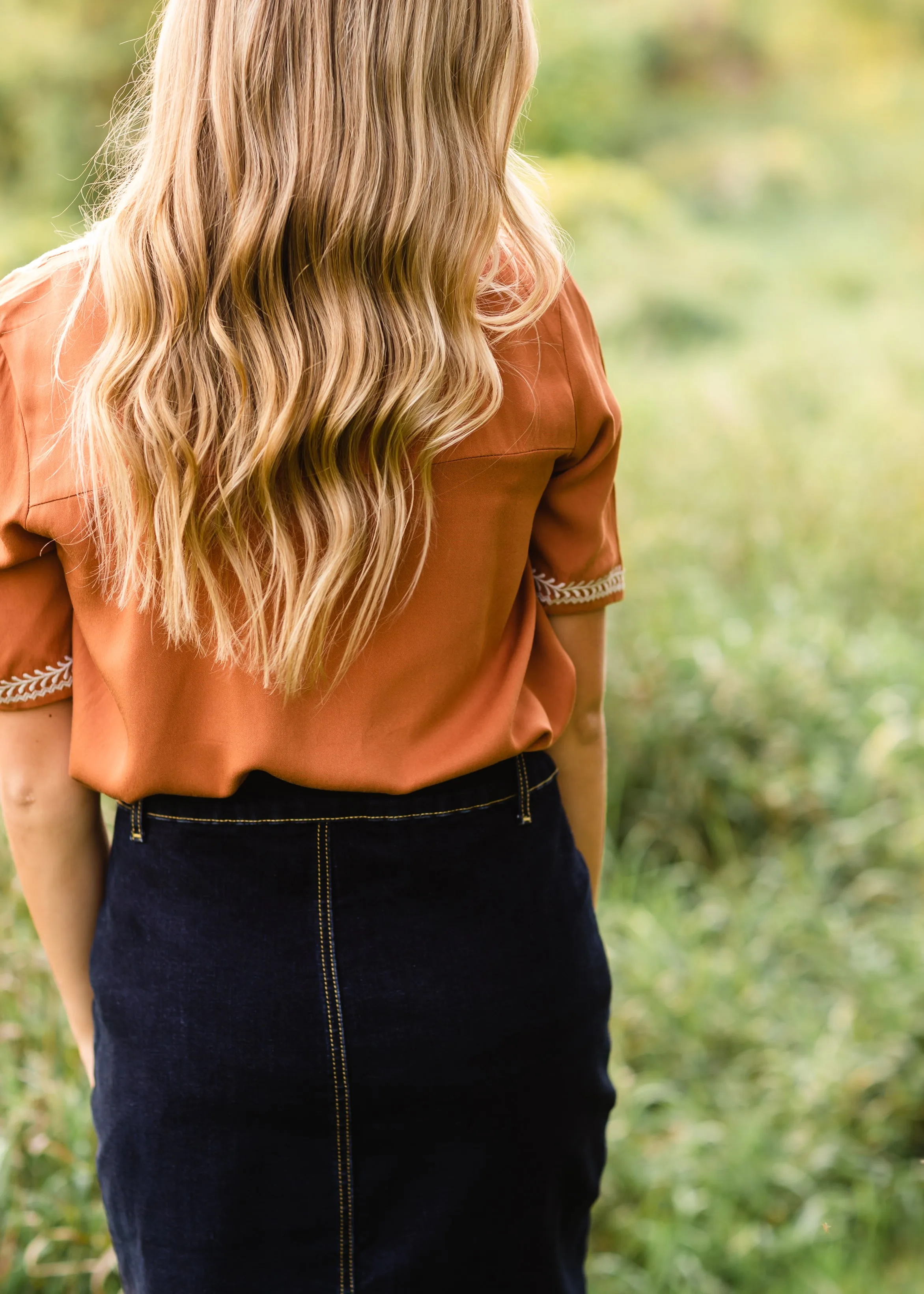 Camel Embroidered Detail Top - FINAL SALE