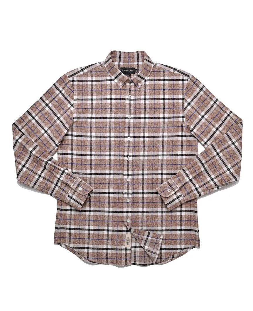 Camel Plaid Flannel Shirt