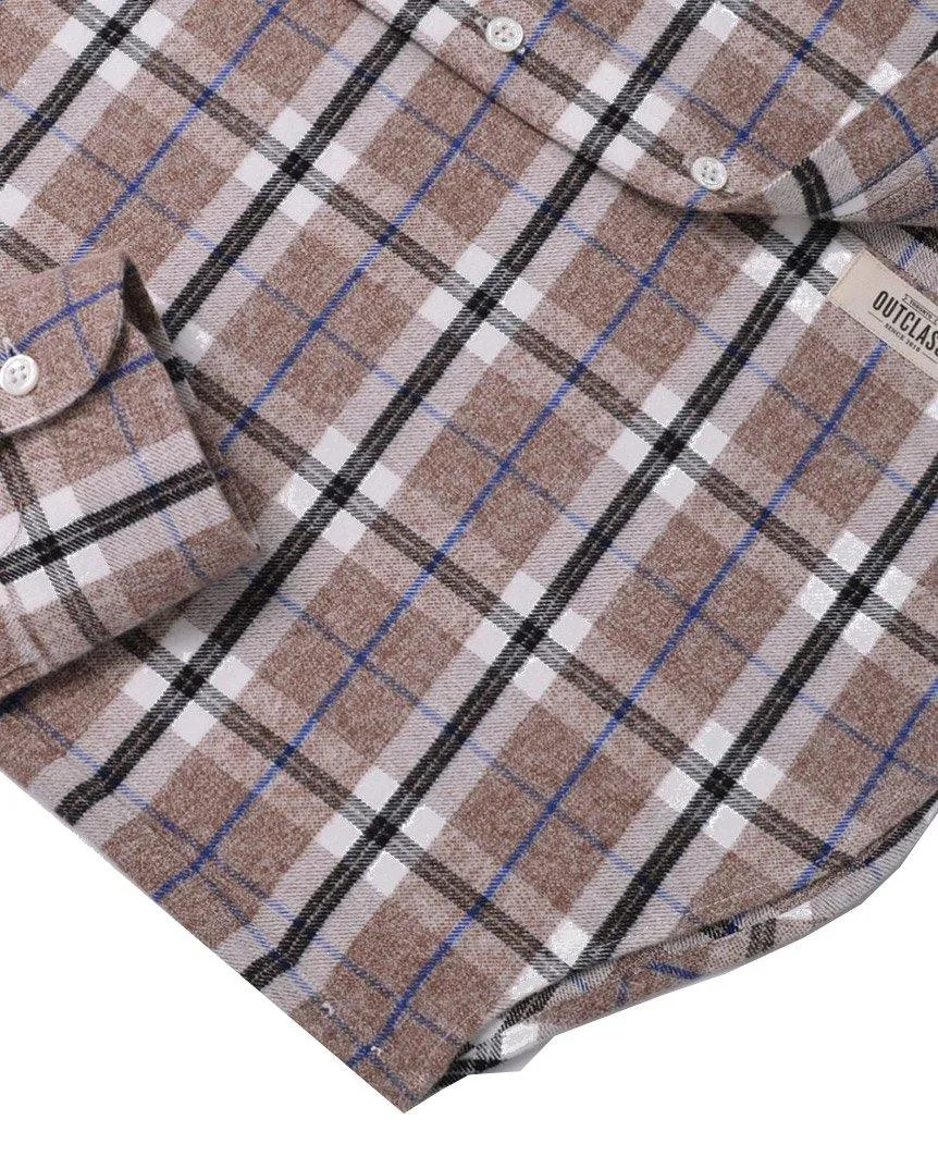 Camel Plaid Flannel Shirt