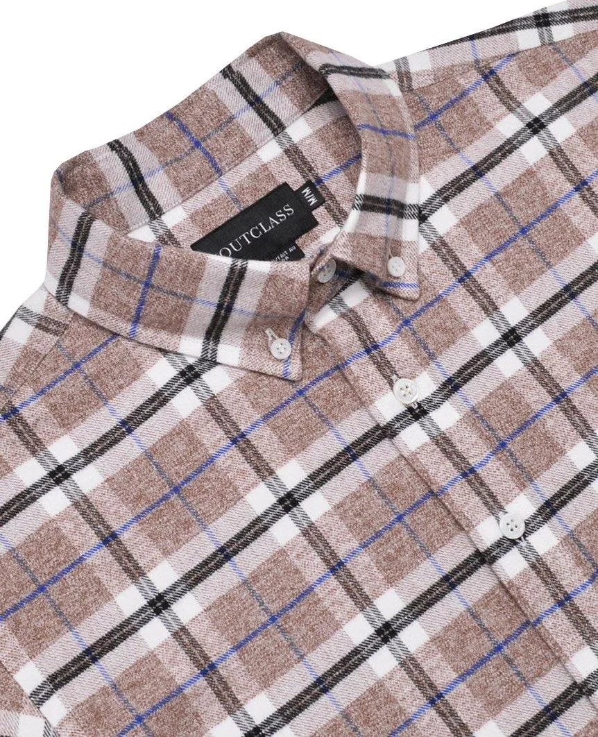 Camel Plaid Flannel Shirt
