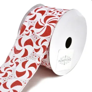 Candy Land Peppermint Wired Christmas Ribbon, 2-1/2-Inch, 10-Yard