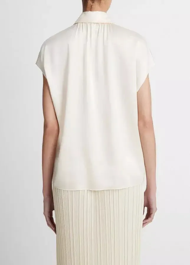 Cap Sleeve Ruched back Blouse in Chiffon