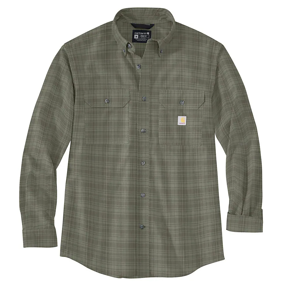 Carhartt Men's Loose Fit Midweight Chambray Long-Sleeve Plaid Shirt