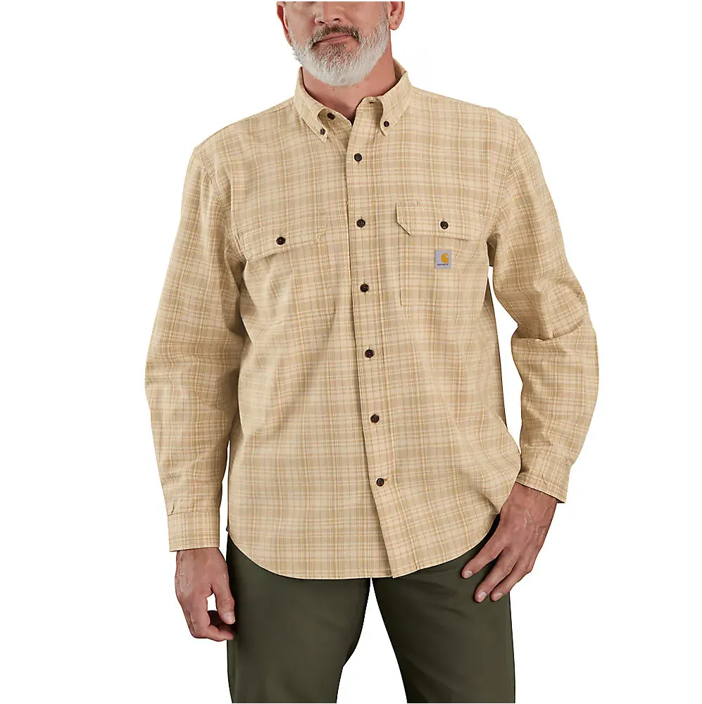 Carhartt Men's Loose Fit Midweight Chambray Long-Sleeve Plaid Shirt