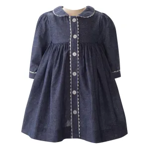Chambray Long Sleeve Button-front Dress & Bloomers