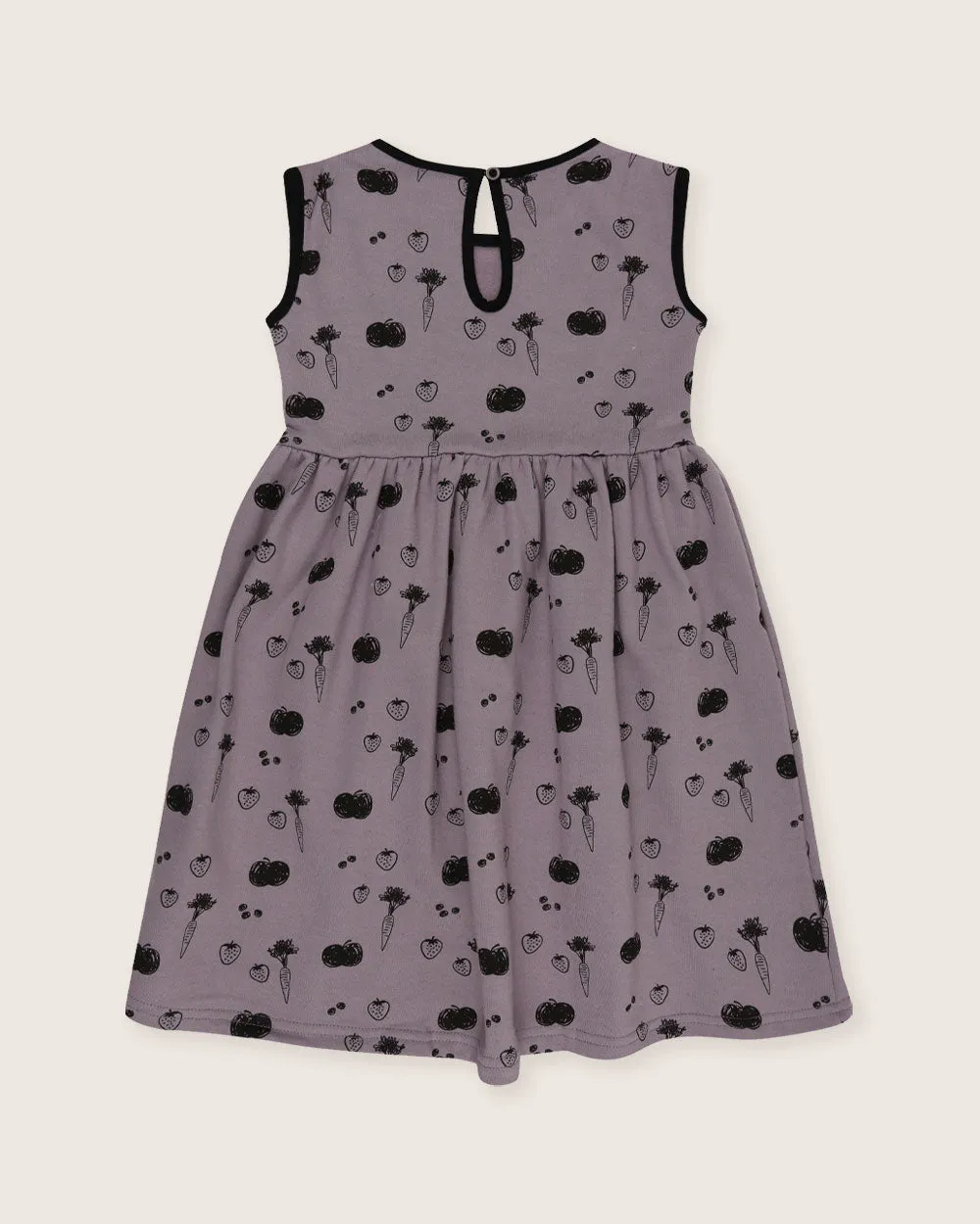 Charcoal Grey Fruit Print Dress