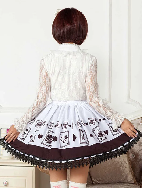 Chocolate Printed Polyester Lolita Skirt for Girls