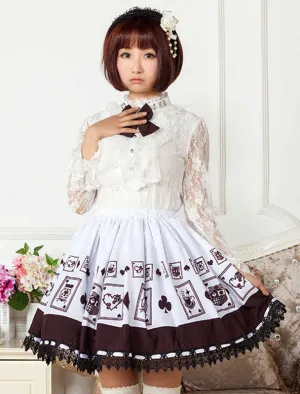 Chocolate Printed Polyester Lolita Skirt for Girls