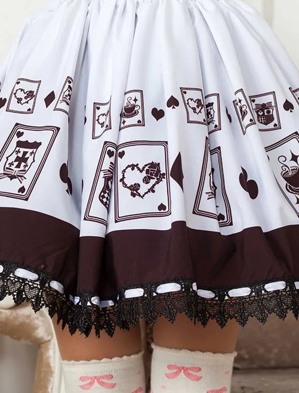 Chocolate Printed Polyester Lolita Skirt for Girls