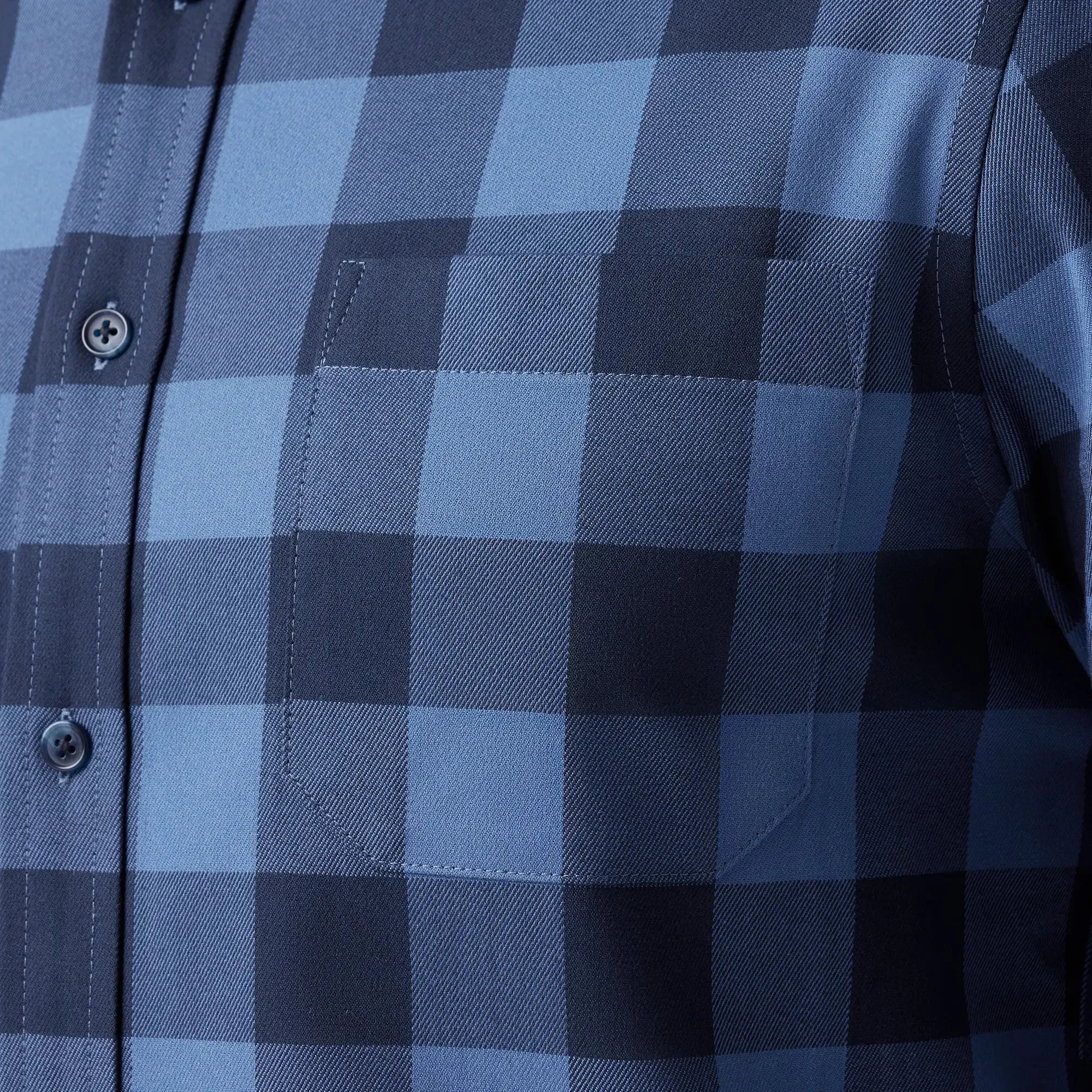 City Flannel Twill - Denim Blue Buffalo Plaid