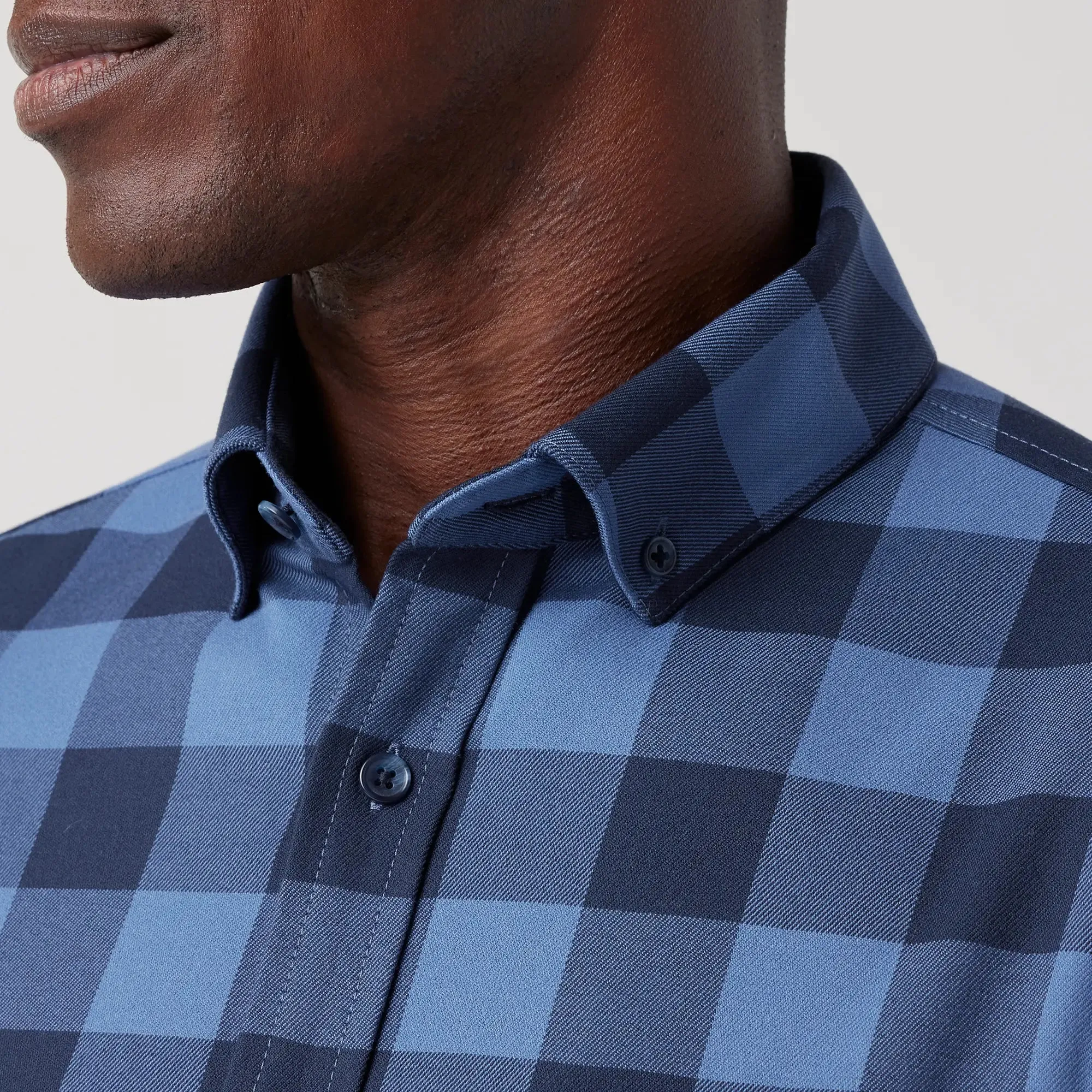 City Flannel Twill - Denim Blue Buffalo Plaid
