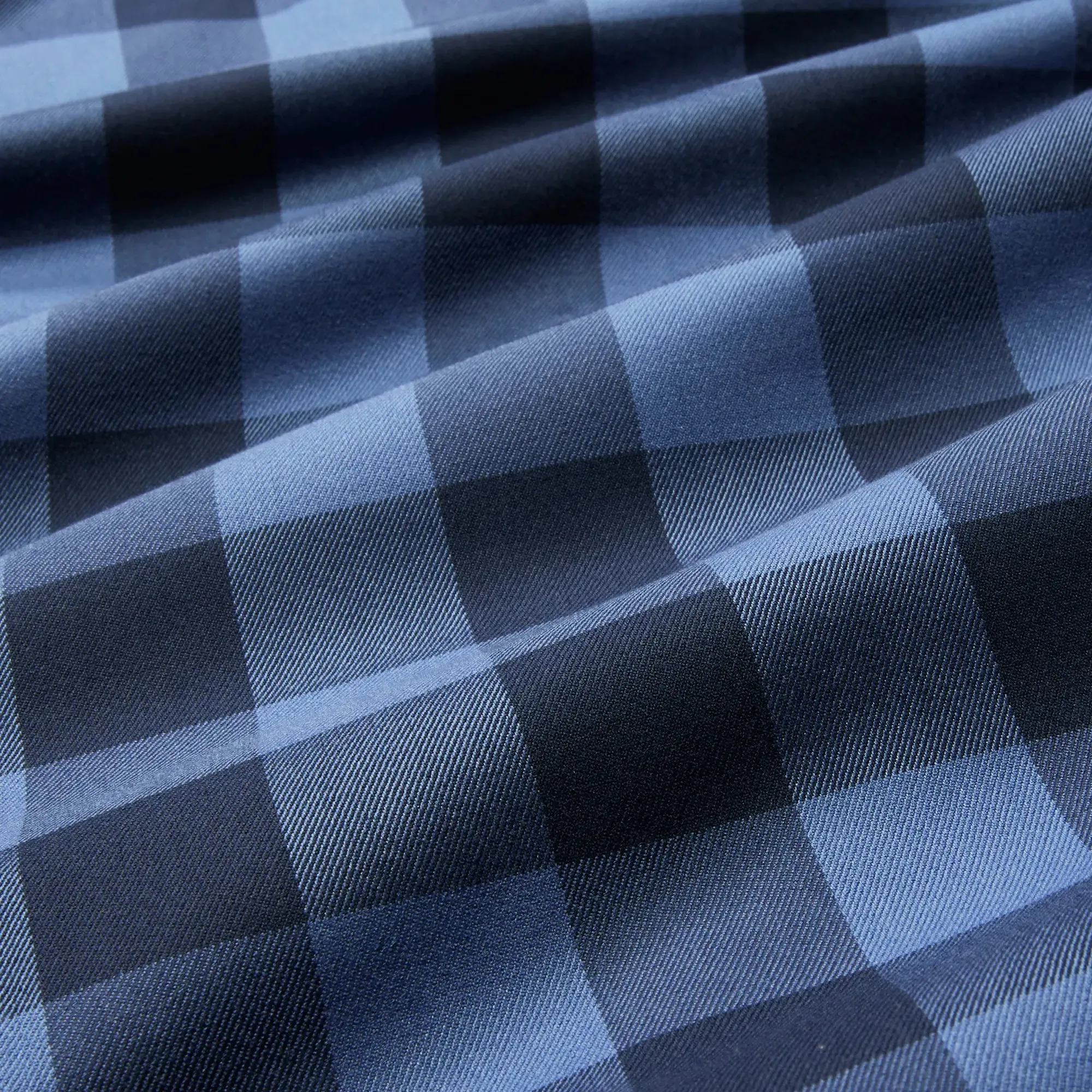 City Flannel Twill - Denim Blue Buffalo Plaid