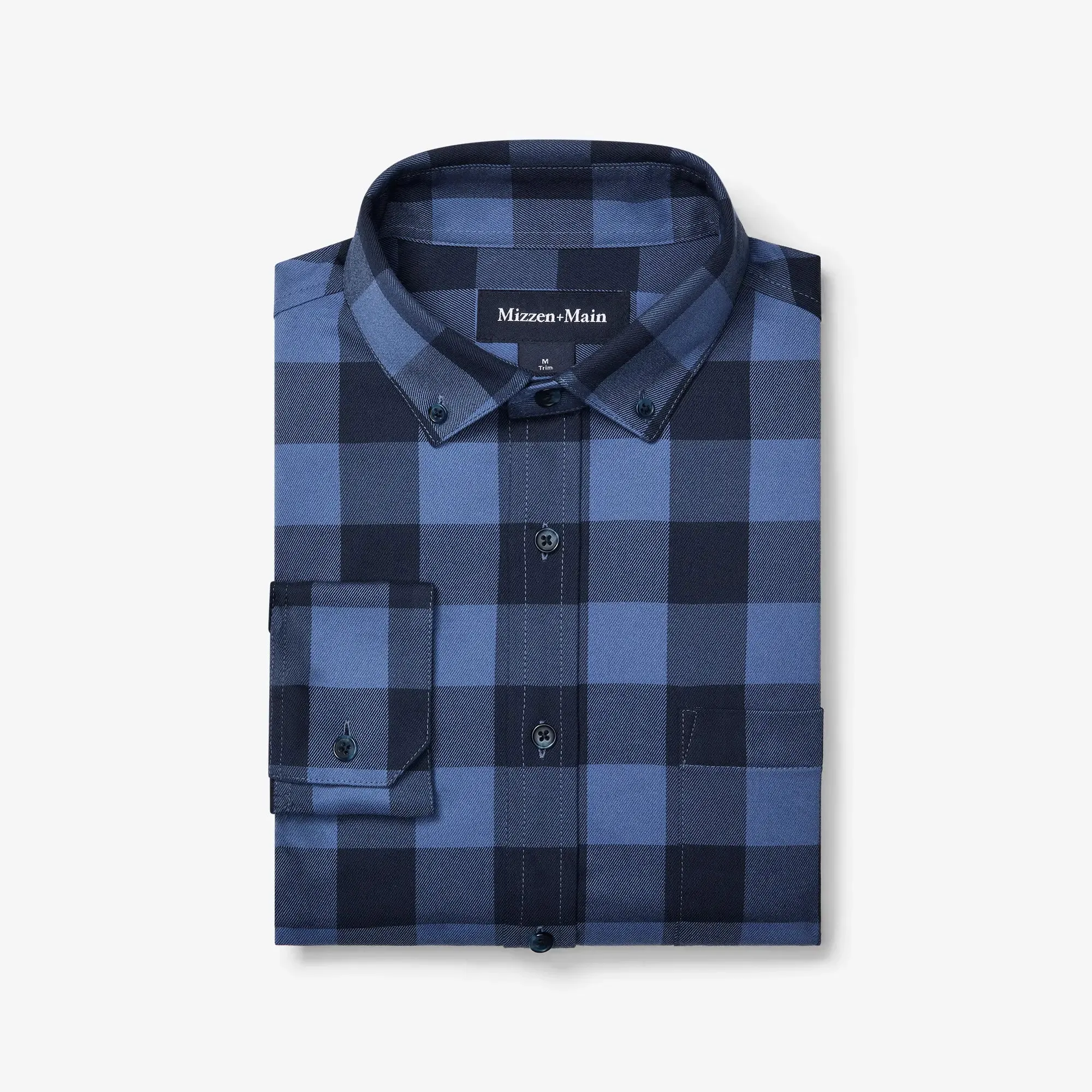 City Flannel Twill - Denim Blue Buffalo Plaid