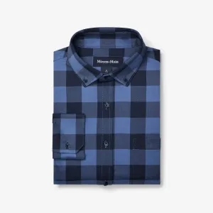 City Flannel Twill - Denim Blue Buffalo Plaid