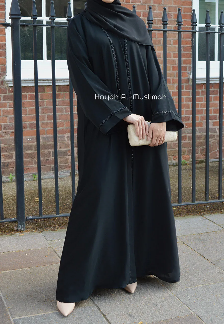 Classic Black Embellished Open Abaya