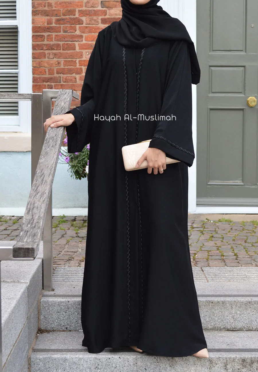 Classic Black Embellished Open Abaya