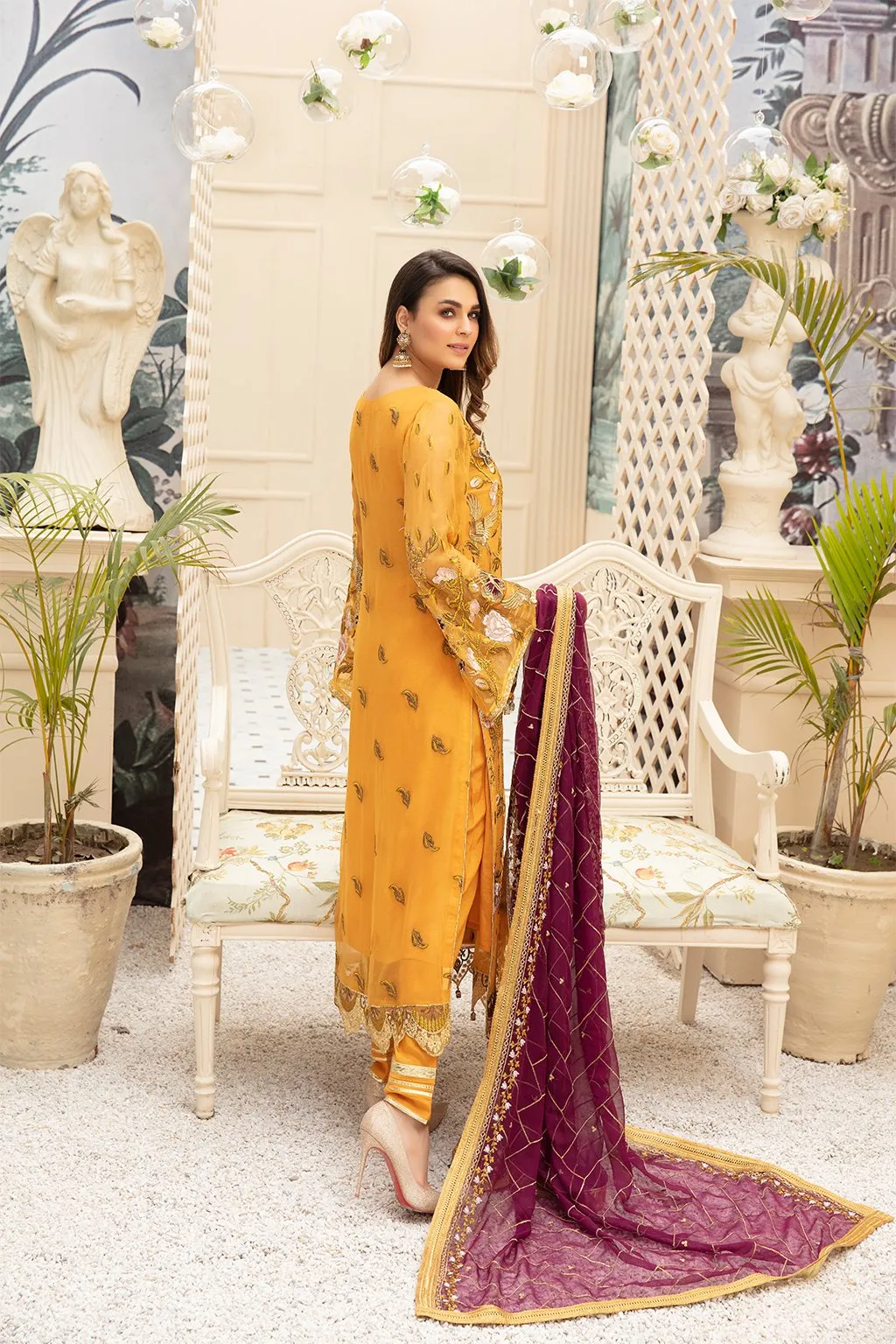 Classic Mustard Yellow Dress For Any Festive Wear # C2086