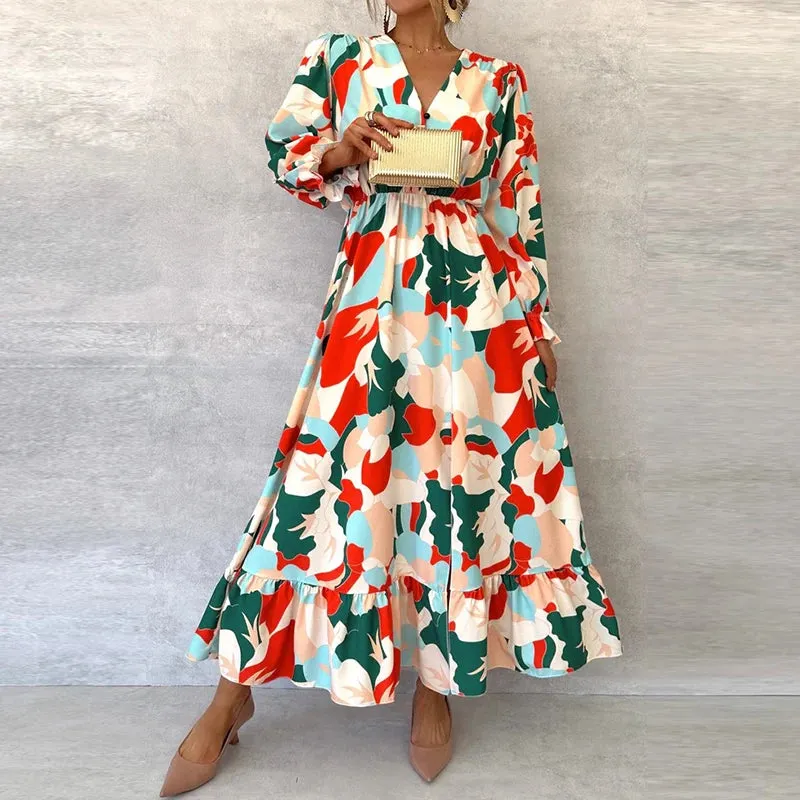 Colorful Spring Floral Garden Printed Dress