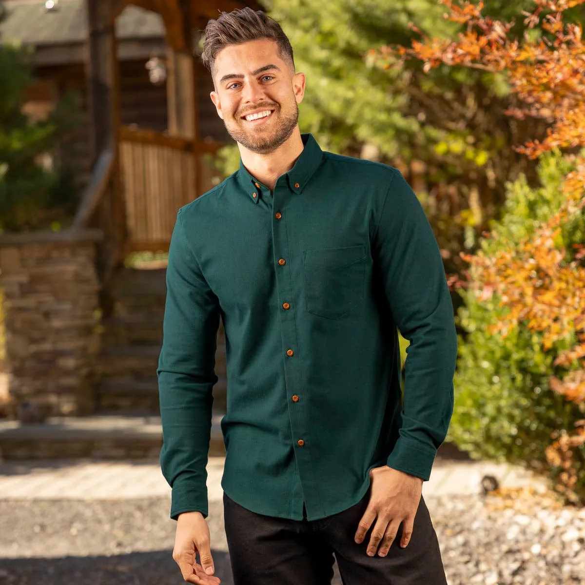 Dark Emerald – BorlandFlex™ Long Sleeve Flannel