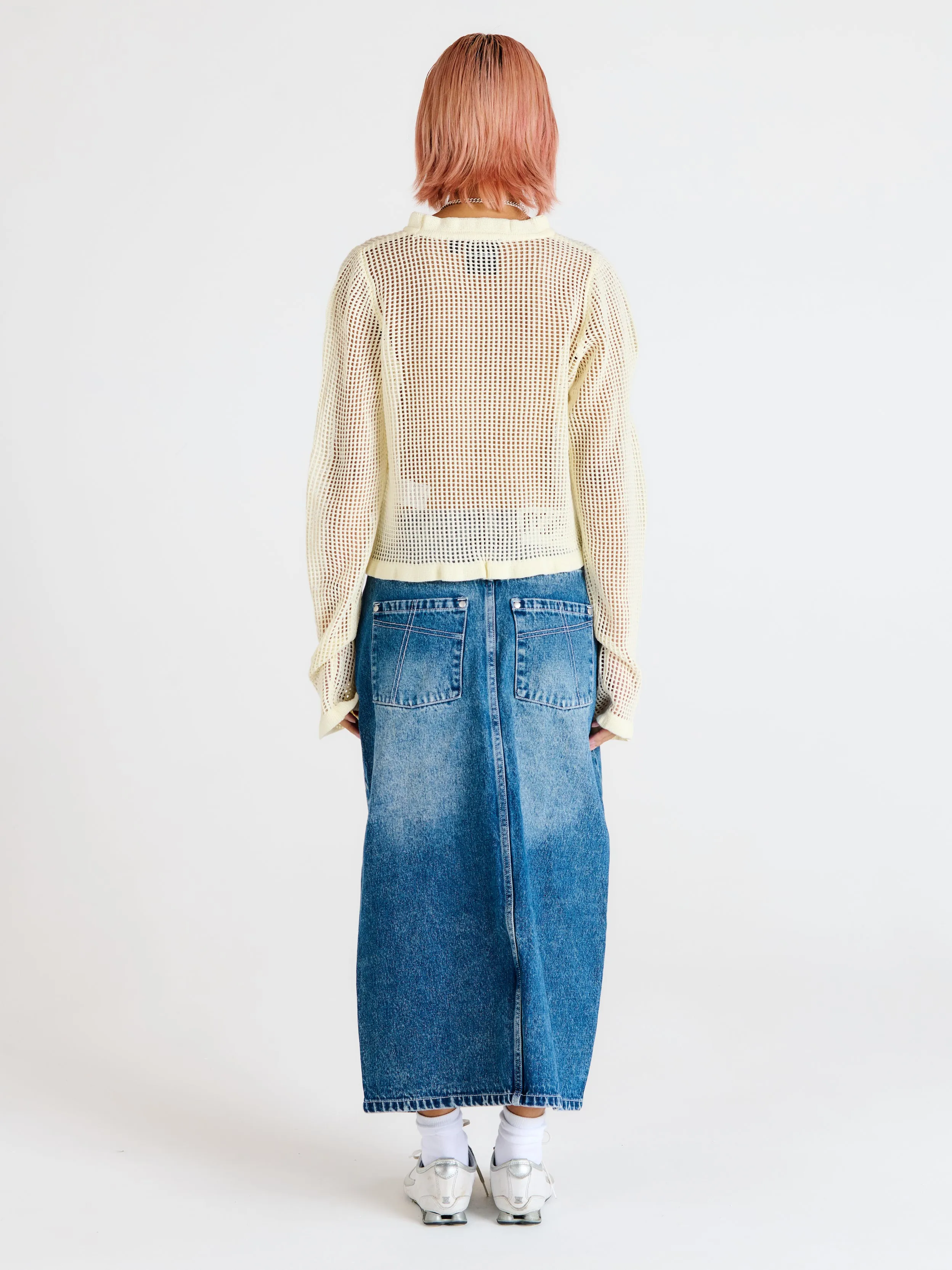 Denim Midi Skirt Bleach Blue
