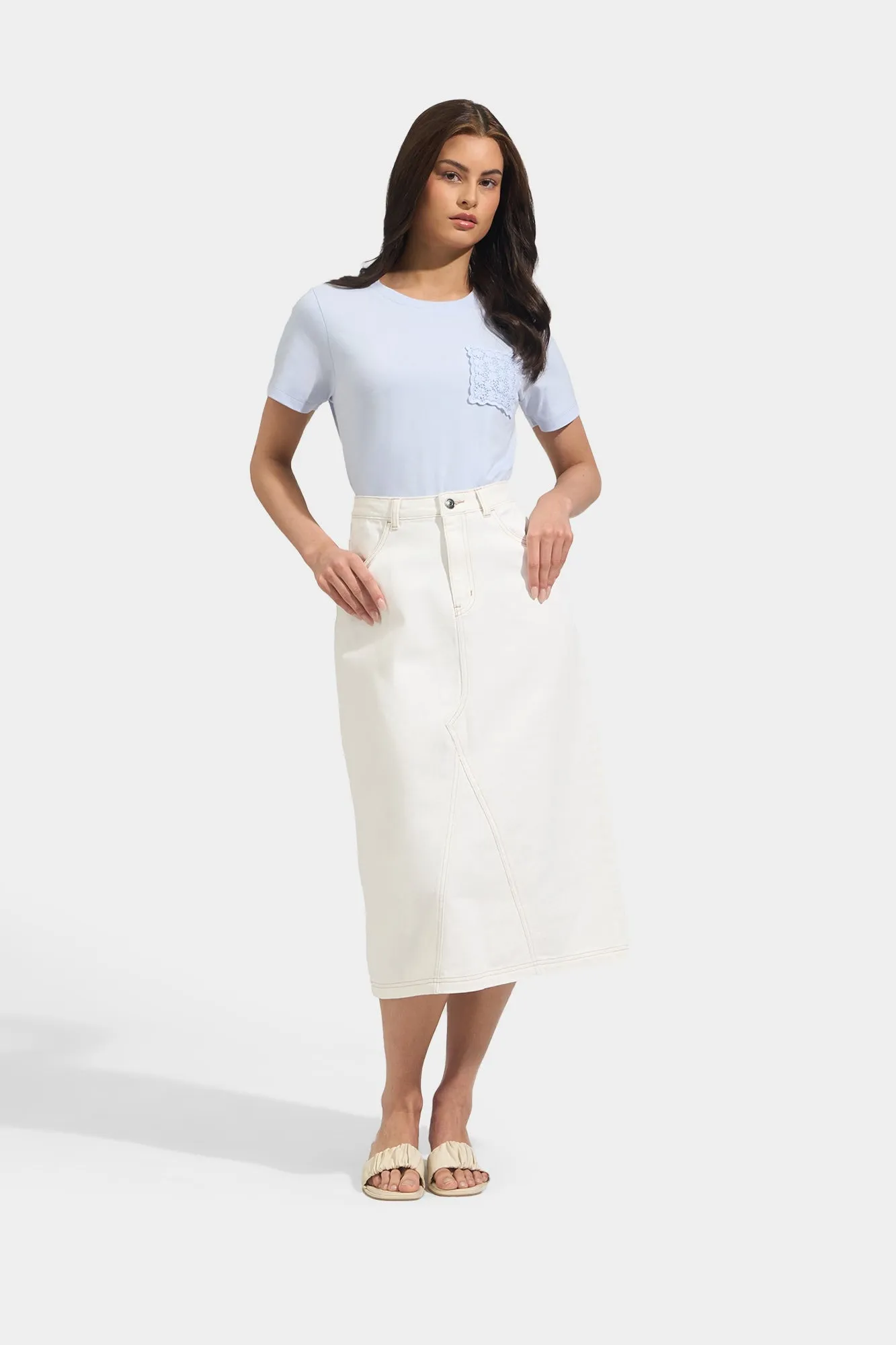 Denim Midi Skirt