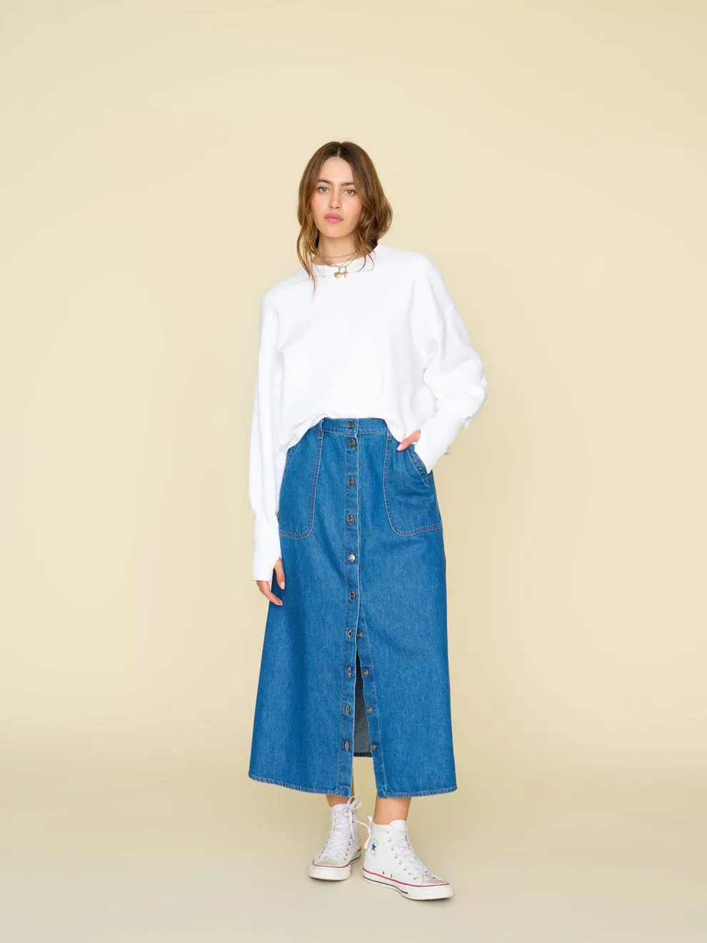 Derri Denim Skirt in Maritime