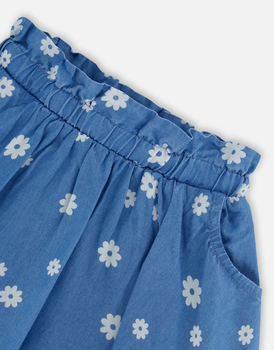 Deux Par Deux Floral Chambray Skort