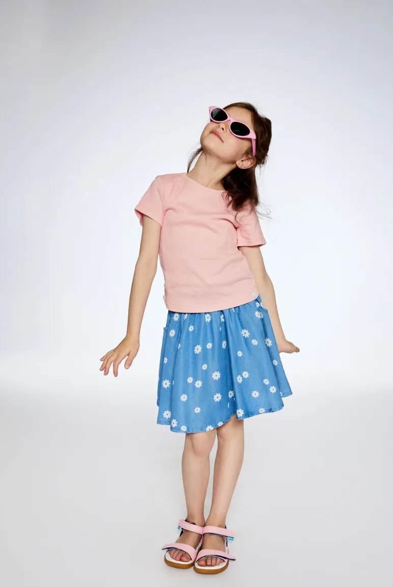 Deux Par Deux Floral Chambray Skort
