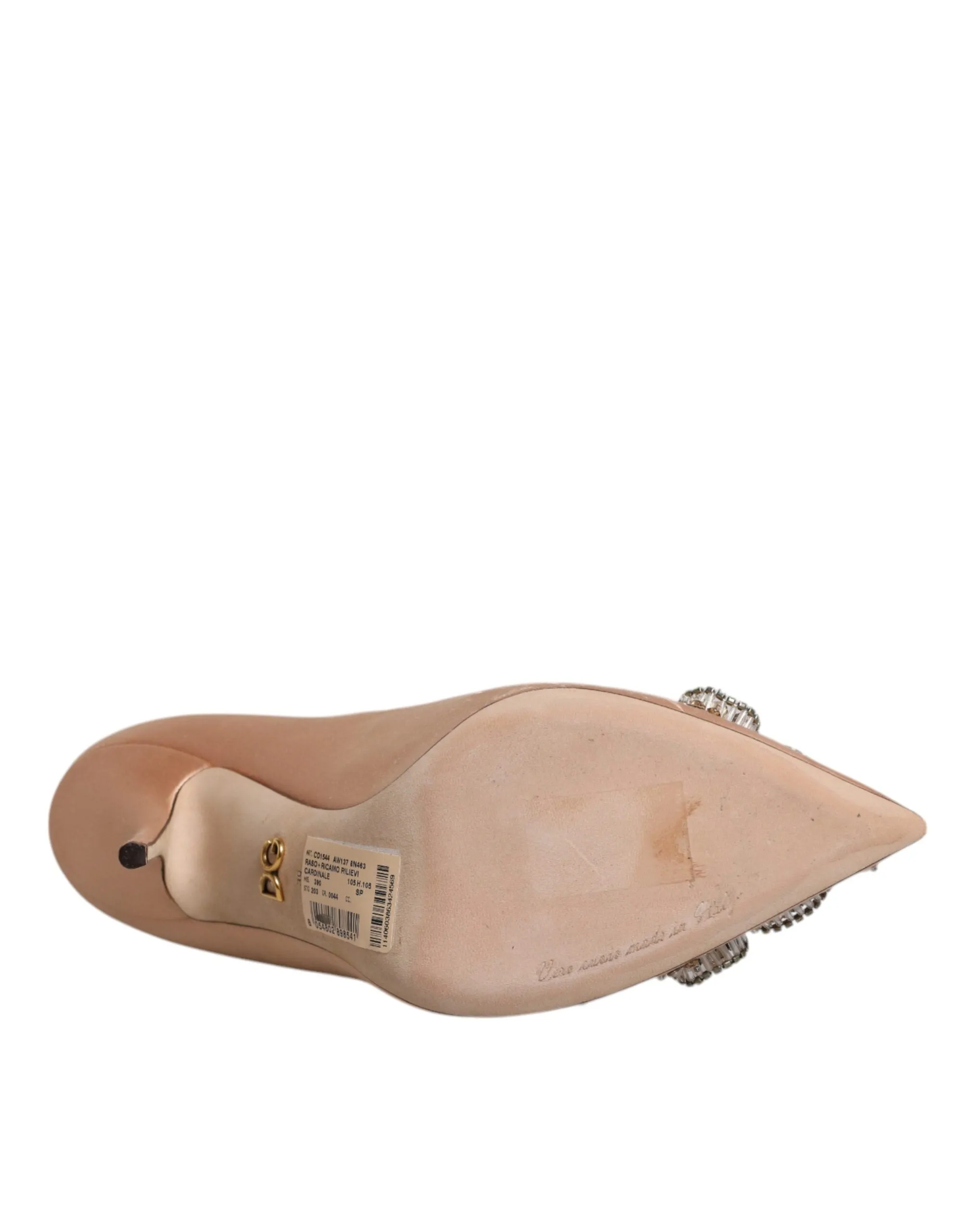Dolce&Gabbana Women Beige Pumps Viscose Crystal Embellished Heel Shoes Sz EUR 39