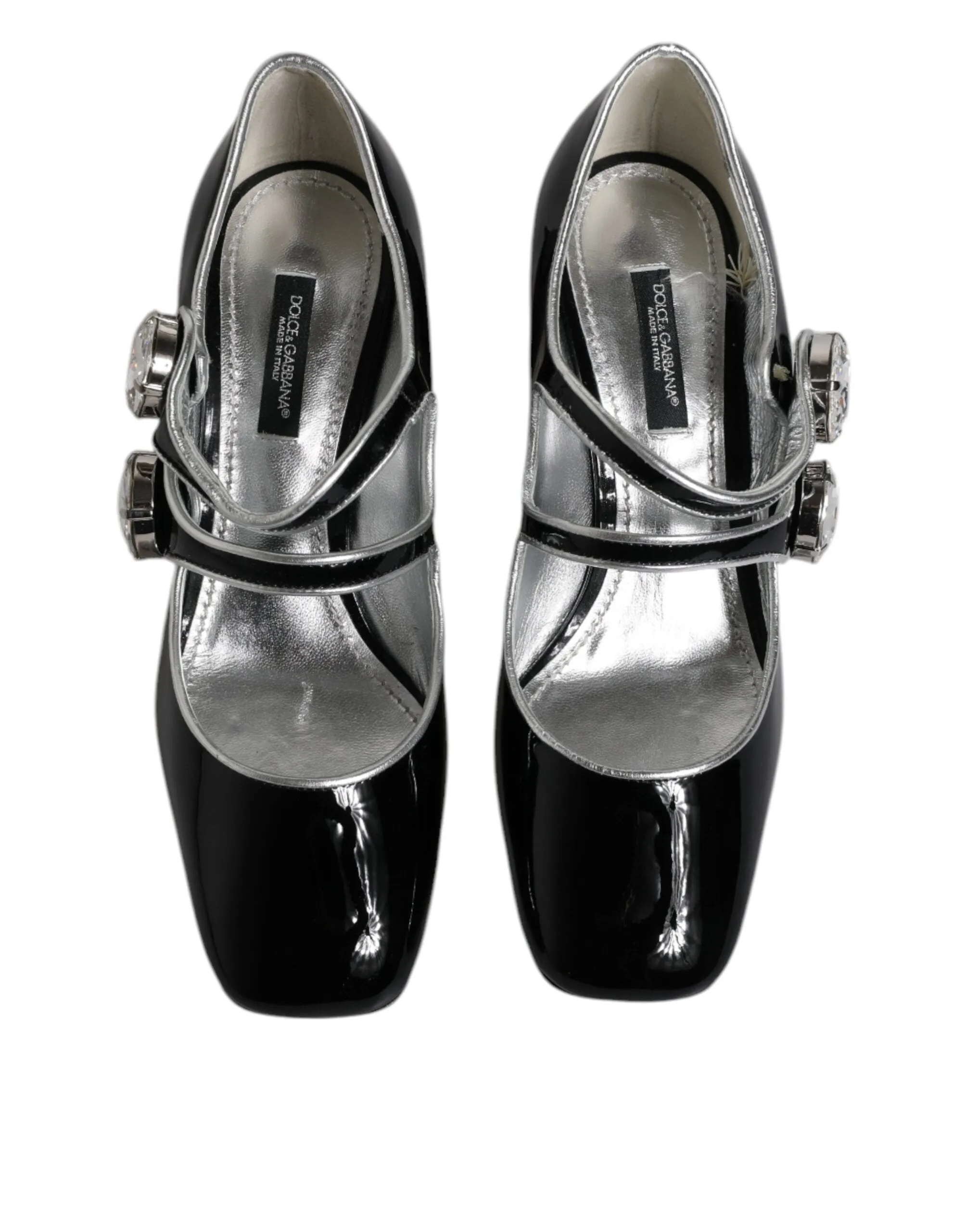 Dolce&Gabbana Women Black Pumps Patent Leather Mary Jane Block Heel Shoes EUR 35