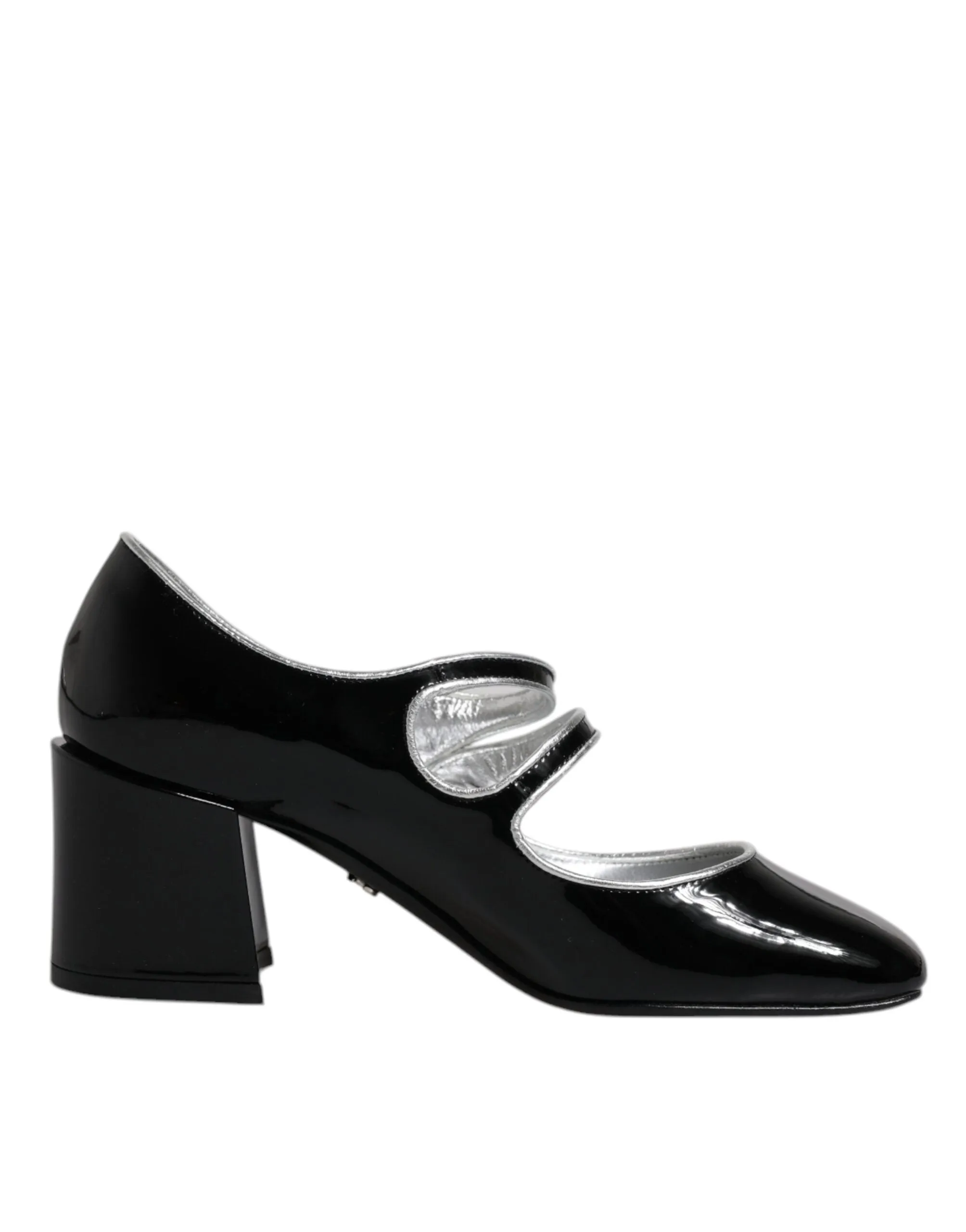 Dolce&Gabbana Women Black Pumps Patent Leather Mary Jane Block Heel Shoes EUR 35