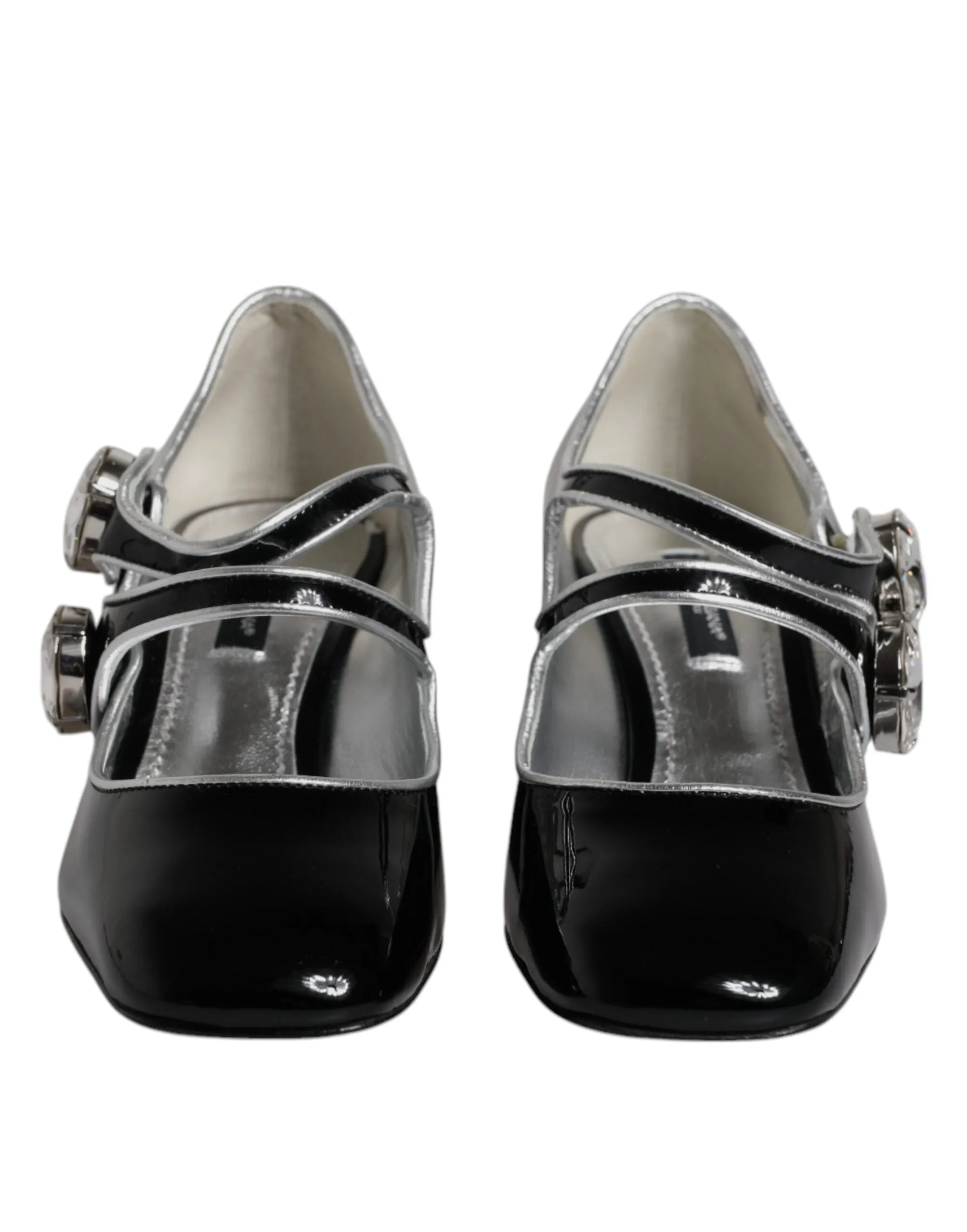 Dolce&Gabbana Women Black Pumps Patent Leather Mary Jane Block Heel Shoes EUR 35