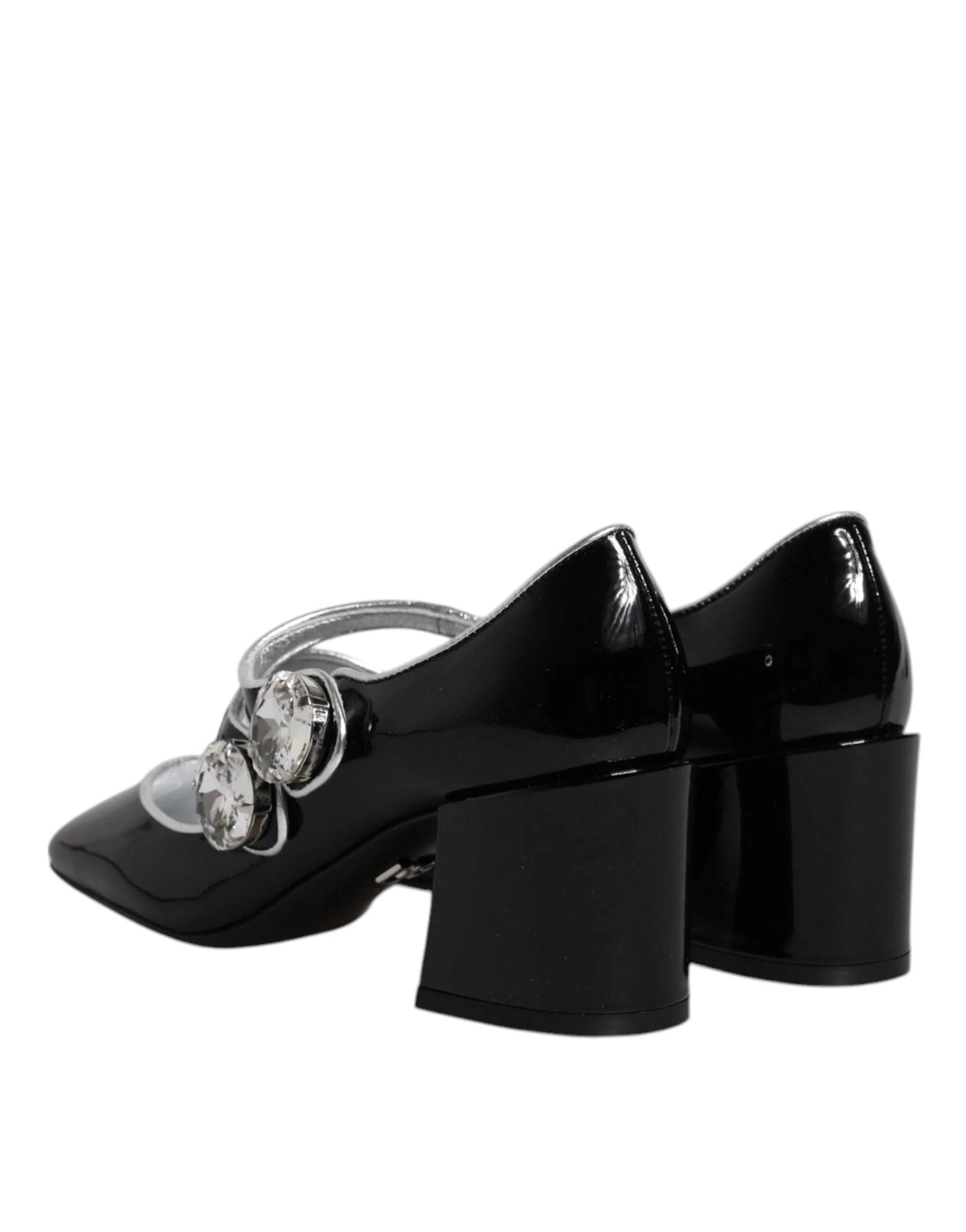Dolce&Gabbana Women Black Pumps Patent Leather Mary Jane Block Heel Shoes EUR 35