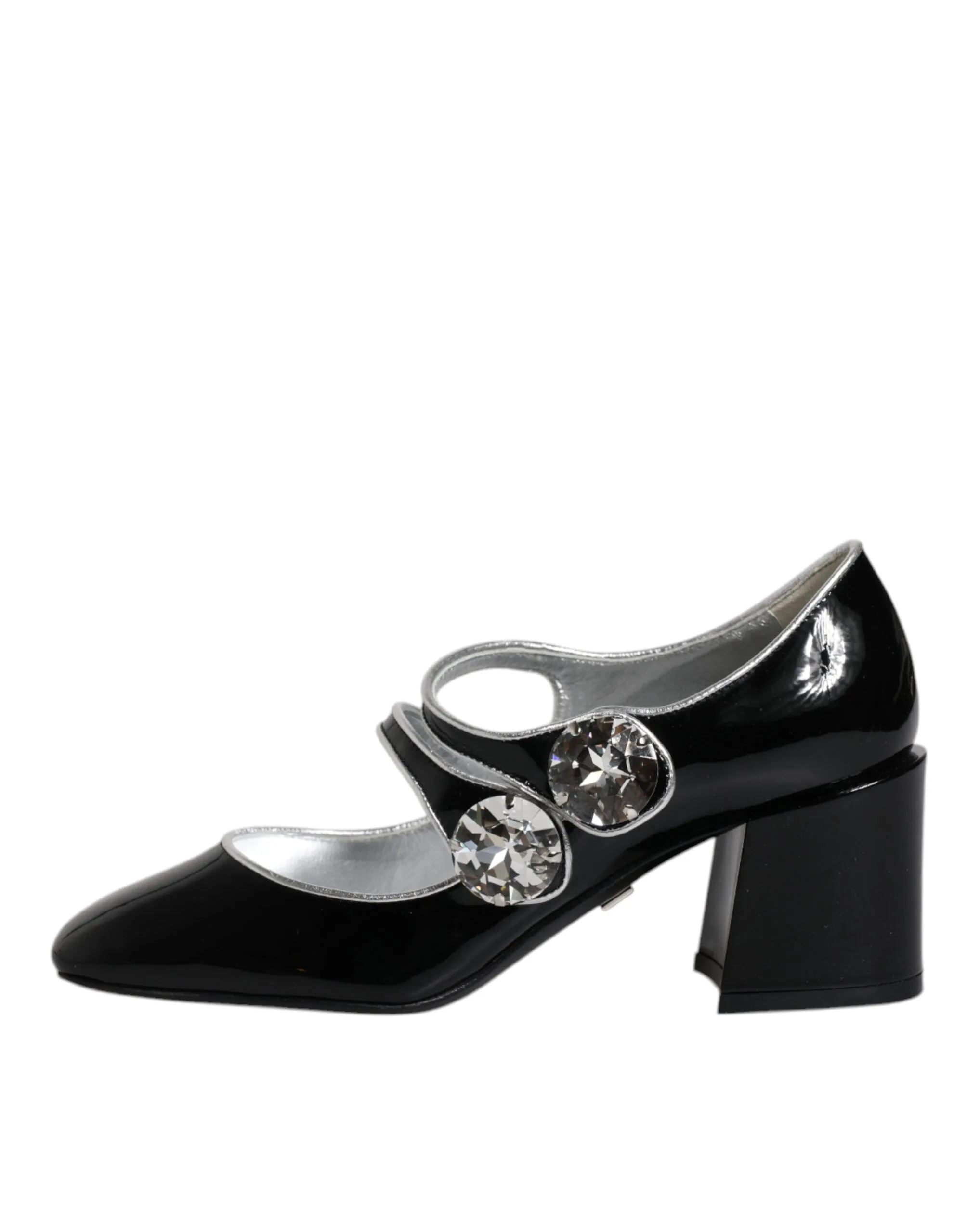 Dolce&Gabbana Women Black Pumps Patent Leather Mary Jane Block Heel Shoes EUR 35
