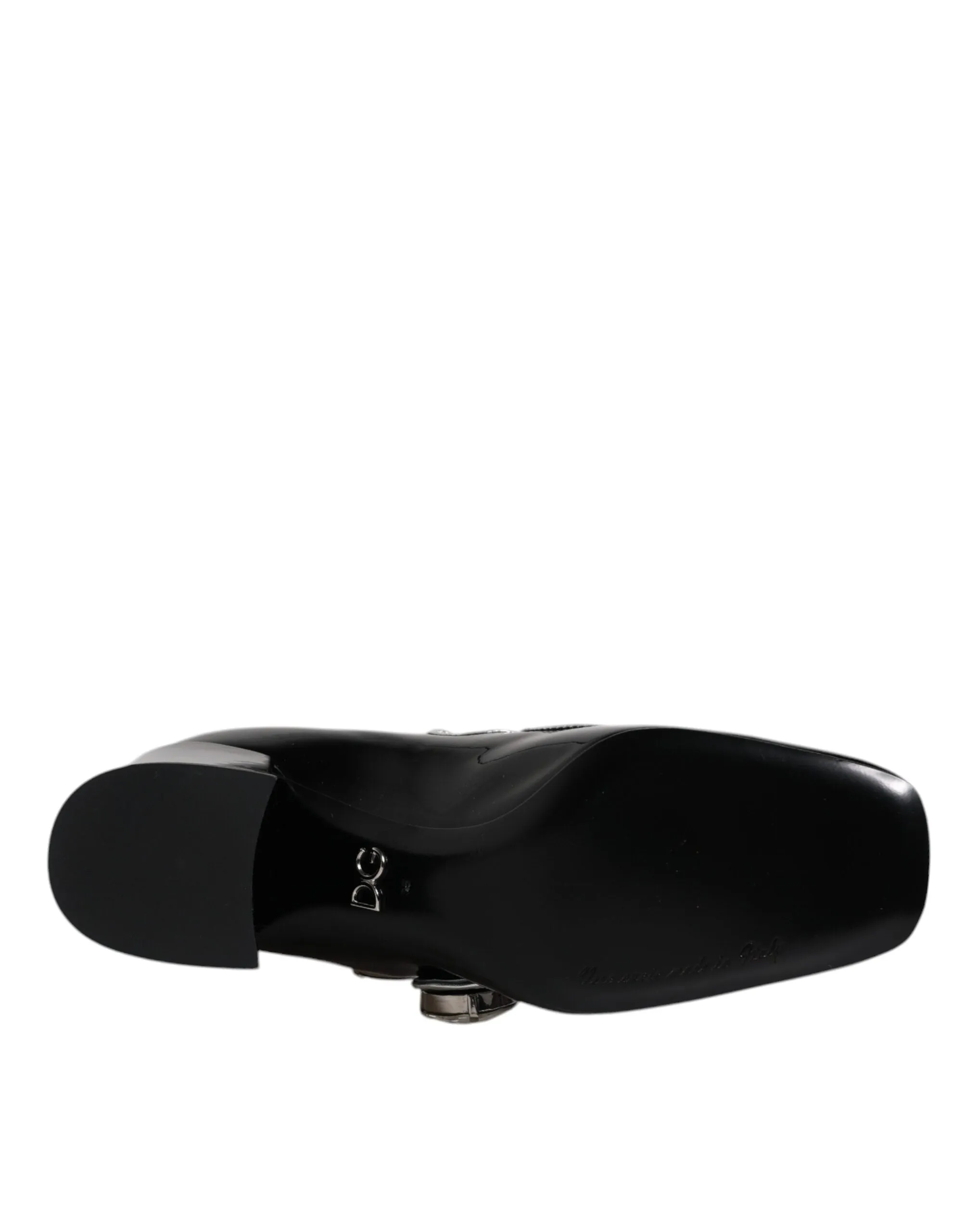 Dolce&Gabbana Women Black Pumps Patent Leather Mary Jane Block Heel Shoes EUR 35