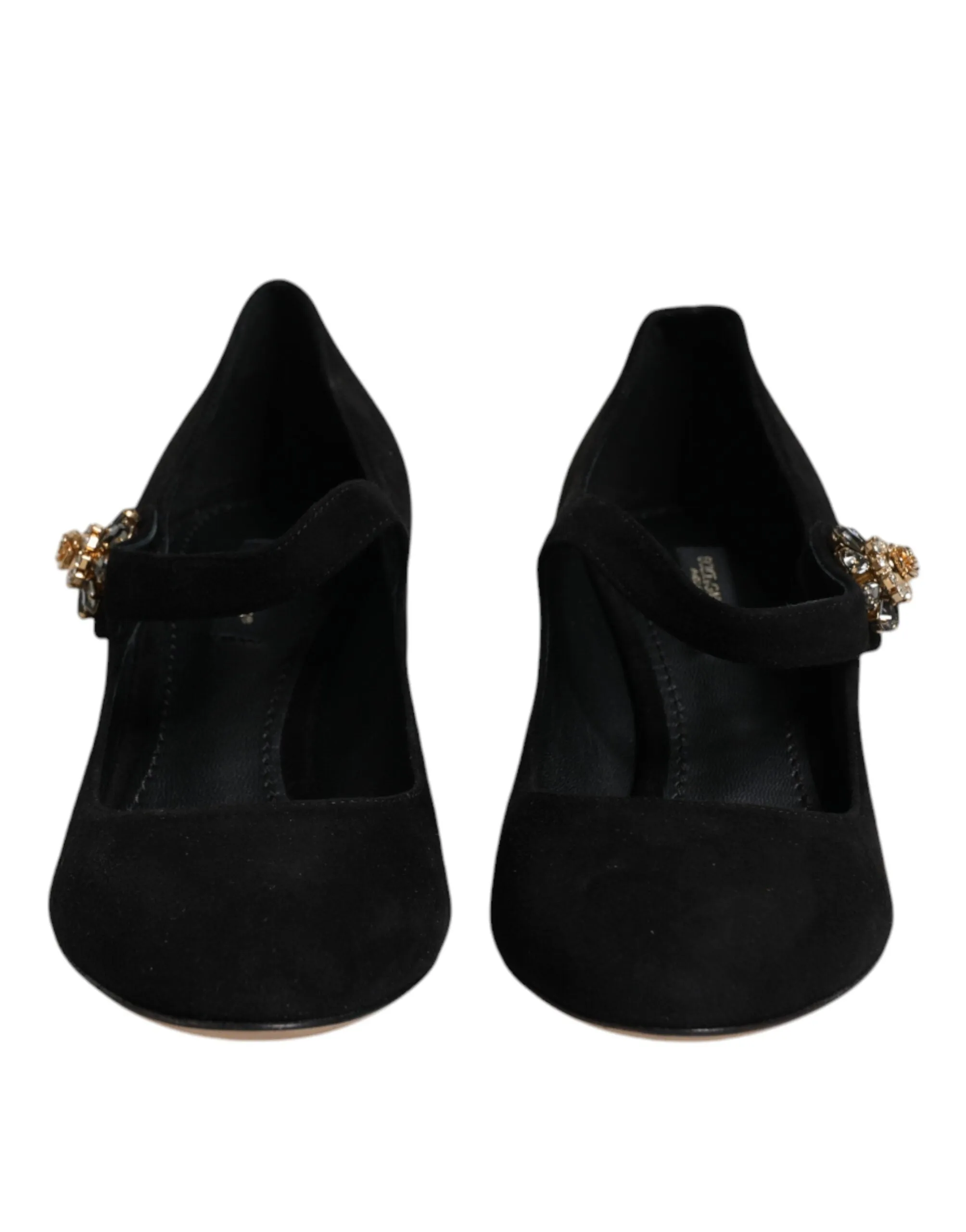 Dolce&Gabbana Women Black Pumps Suede Embellished Mary Jane Heels Shoes EUR 37