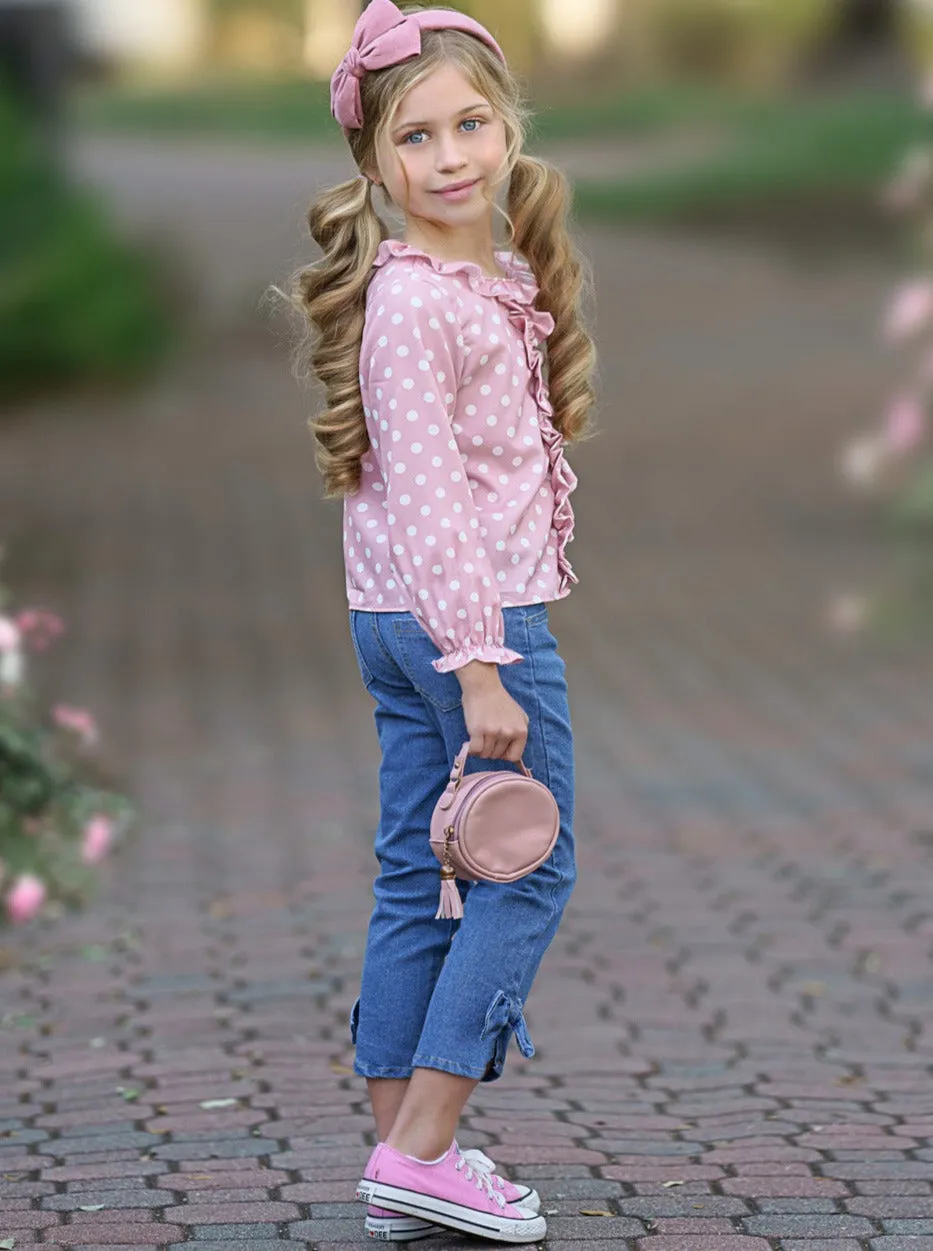 Dot Dot Dot Bow Jeans Set