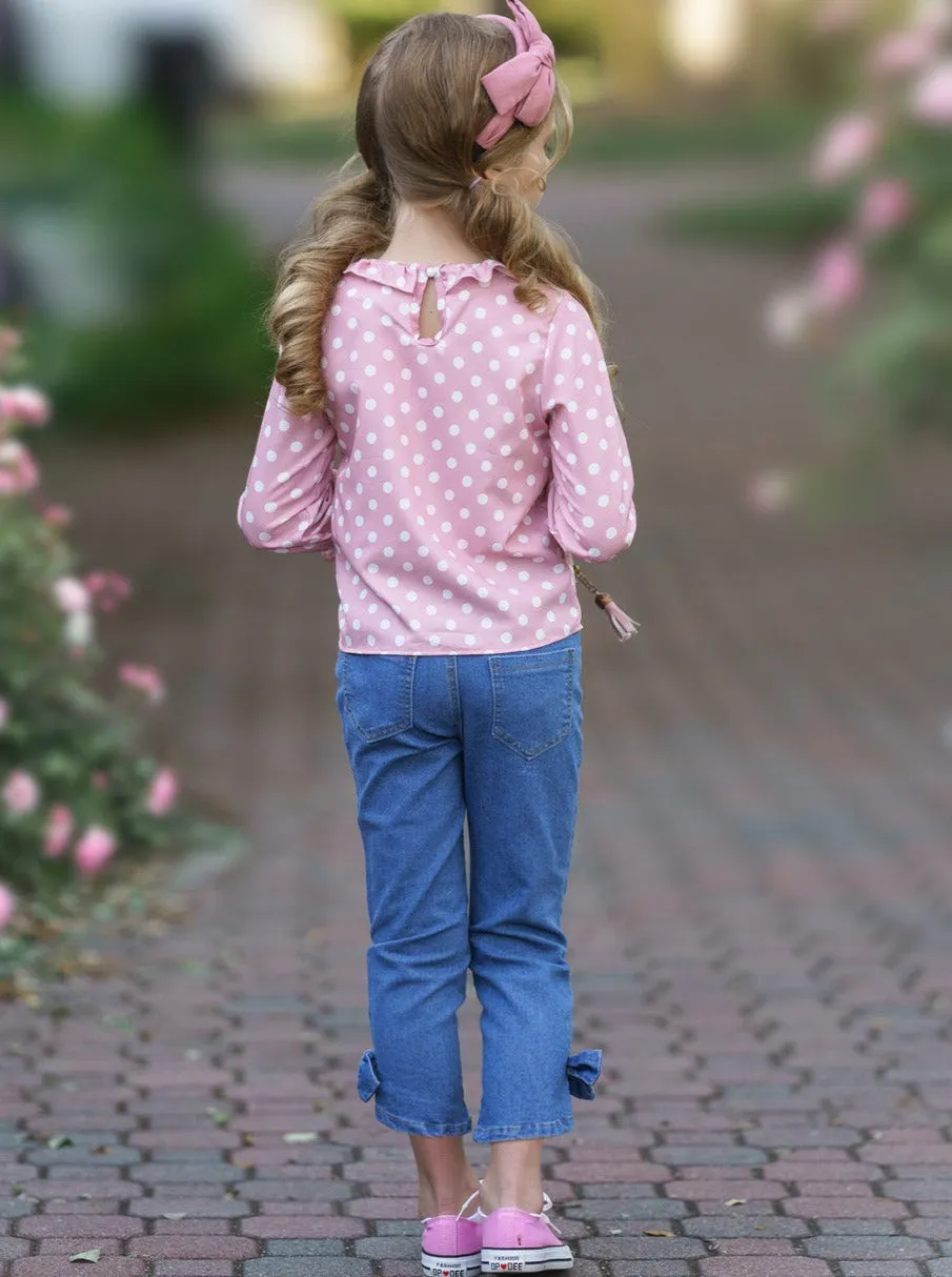 Dot Dot Dot Bow Jeans Set