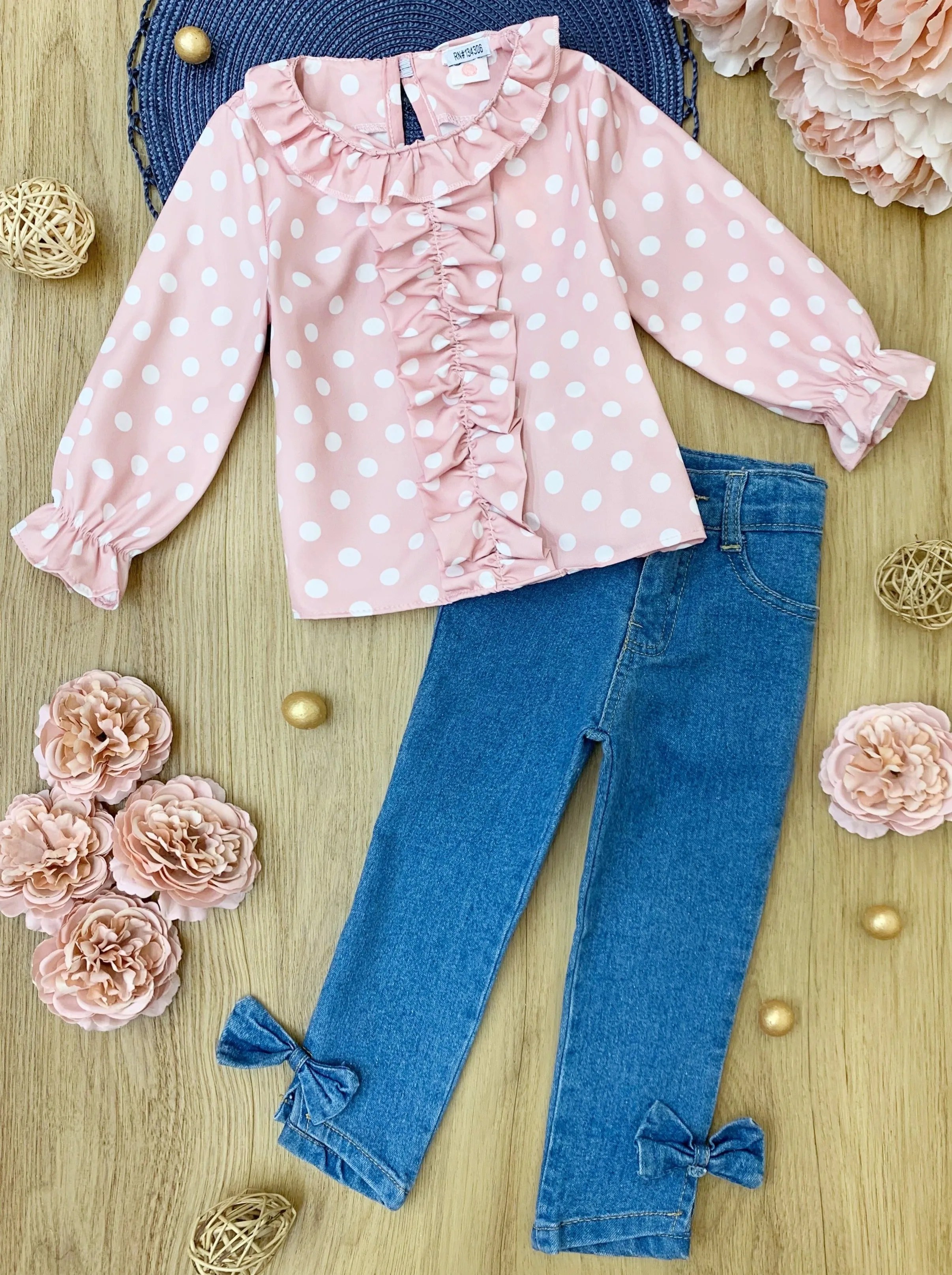 Dot Dot Dot Bow Jeans Set