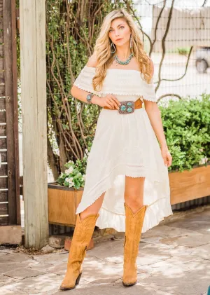 Dress, Hi-Lo Off Shoulder with Lace Detail, Multiple Colors - Style PSL-266