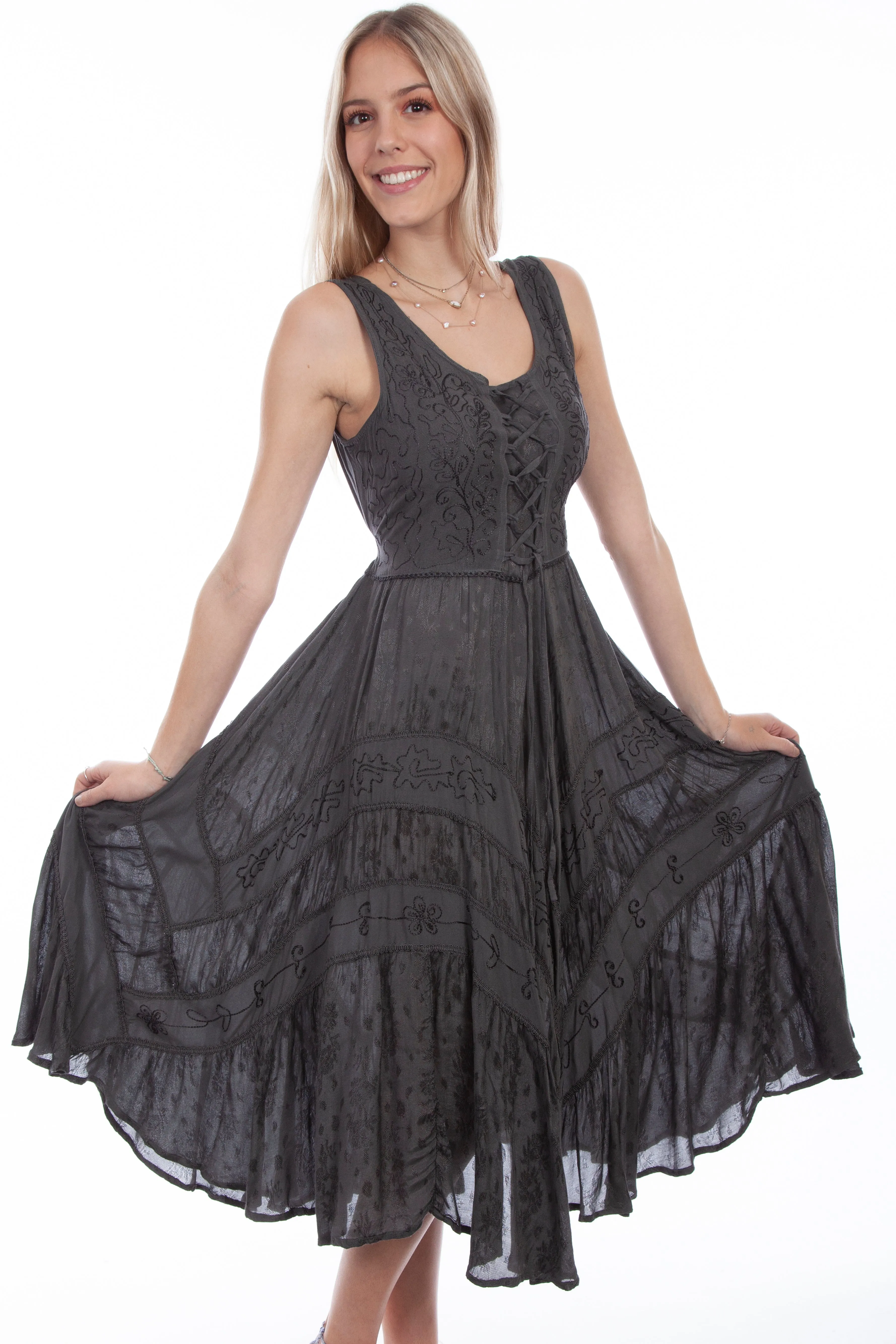 Dress, Sleeveless with Lace-Up Front (10 Color Options) - Style HC118
