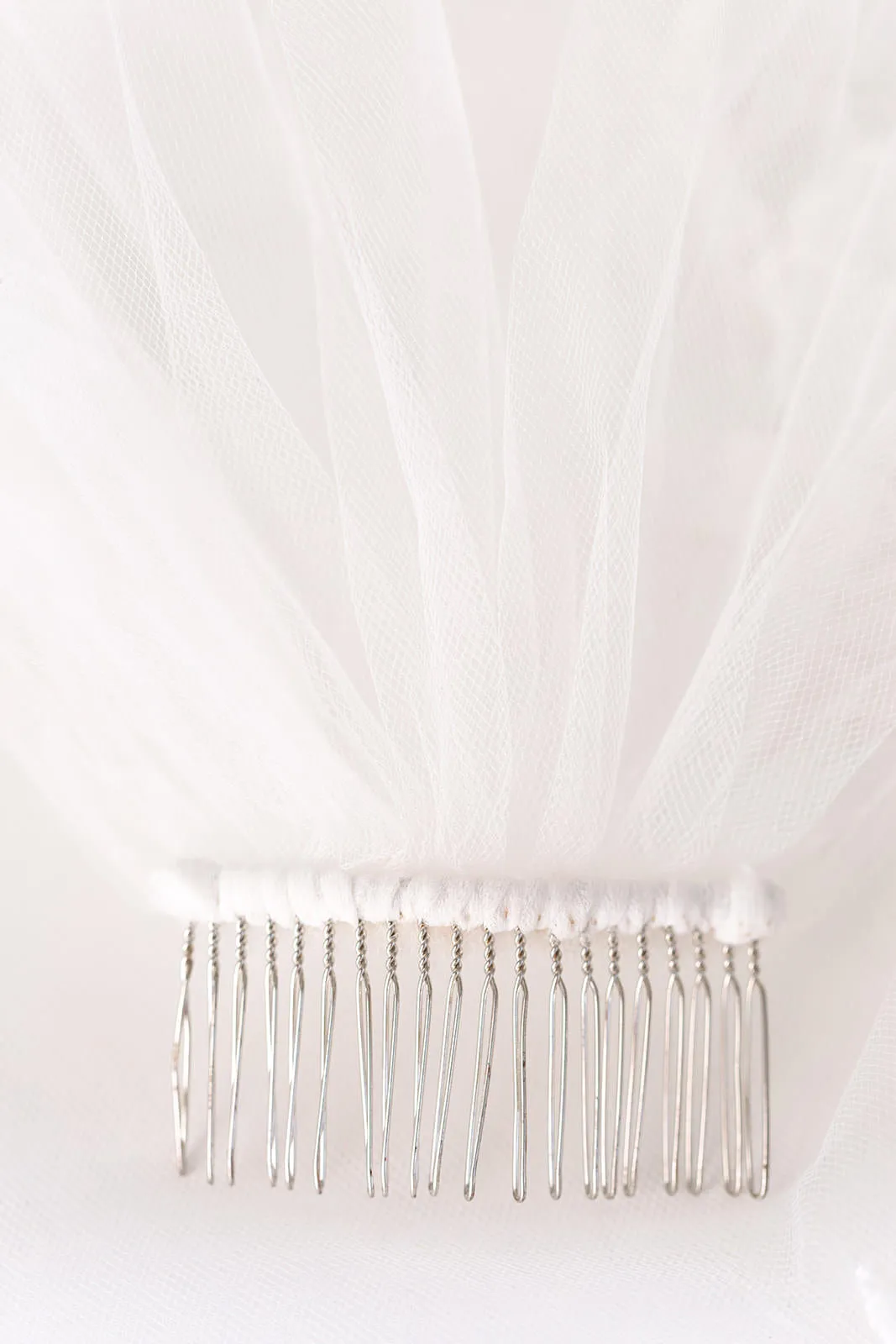 Elbow Length Lace Wedding Veil with Partial Trim, Short Bridal Veil