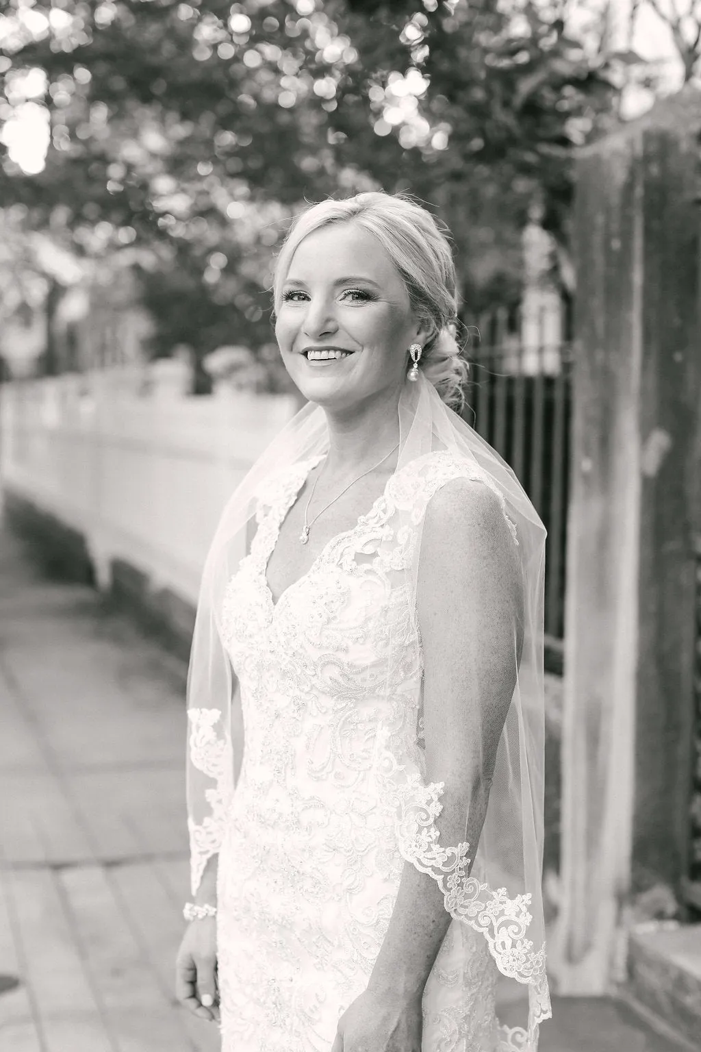 Elbow Length Lace Wedding Veil with Partial Trim, Short Bridal Veil