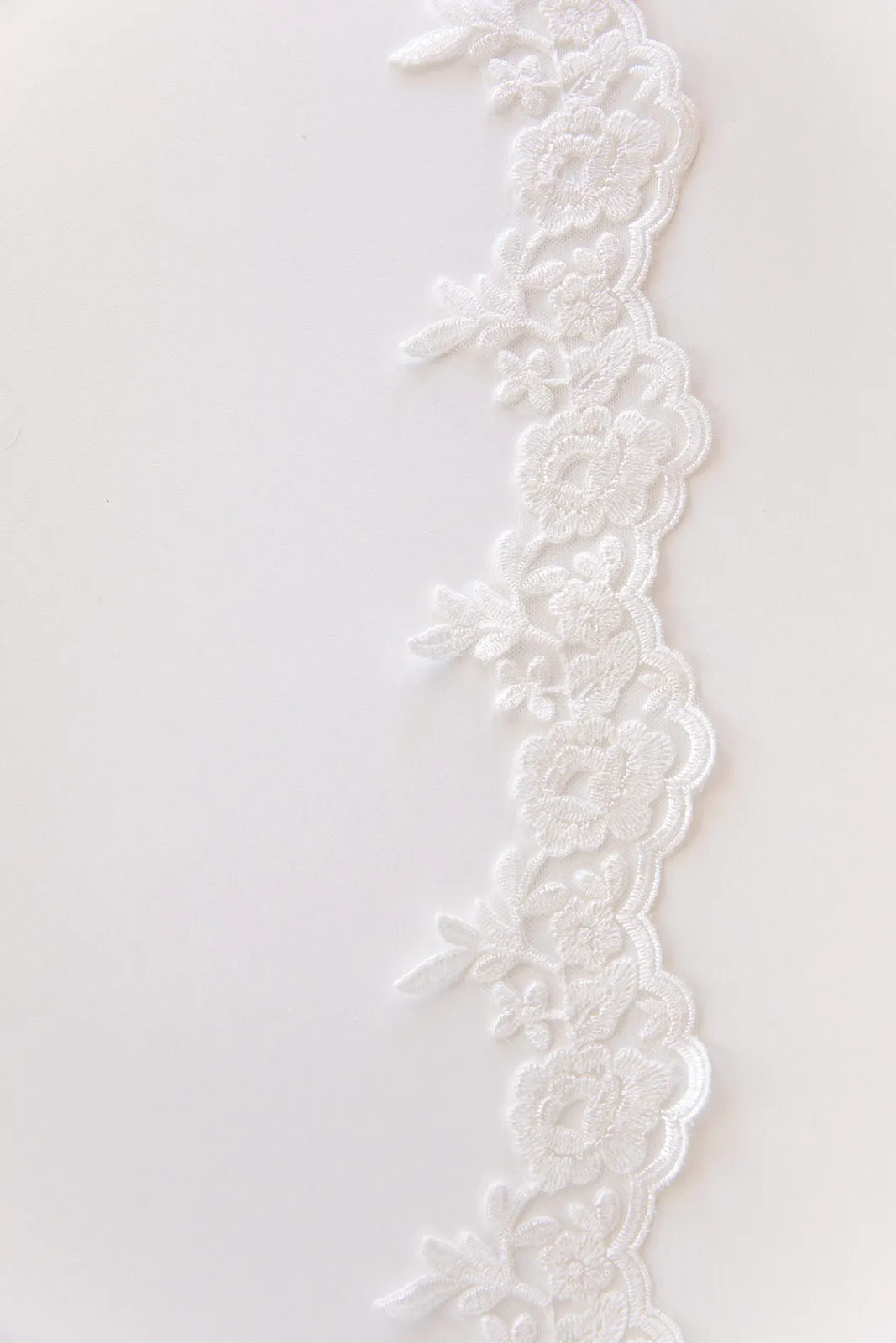 Elbow Length Wedding Veil with Lace Trim, Short Bridal Veil