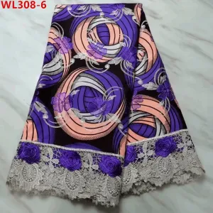 Embelished Printed Cotton Net Lace  5 Yards