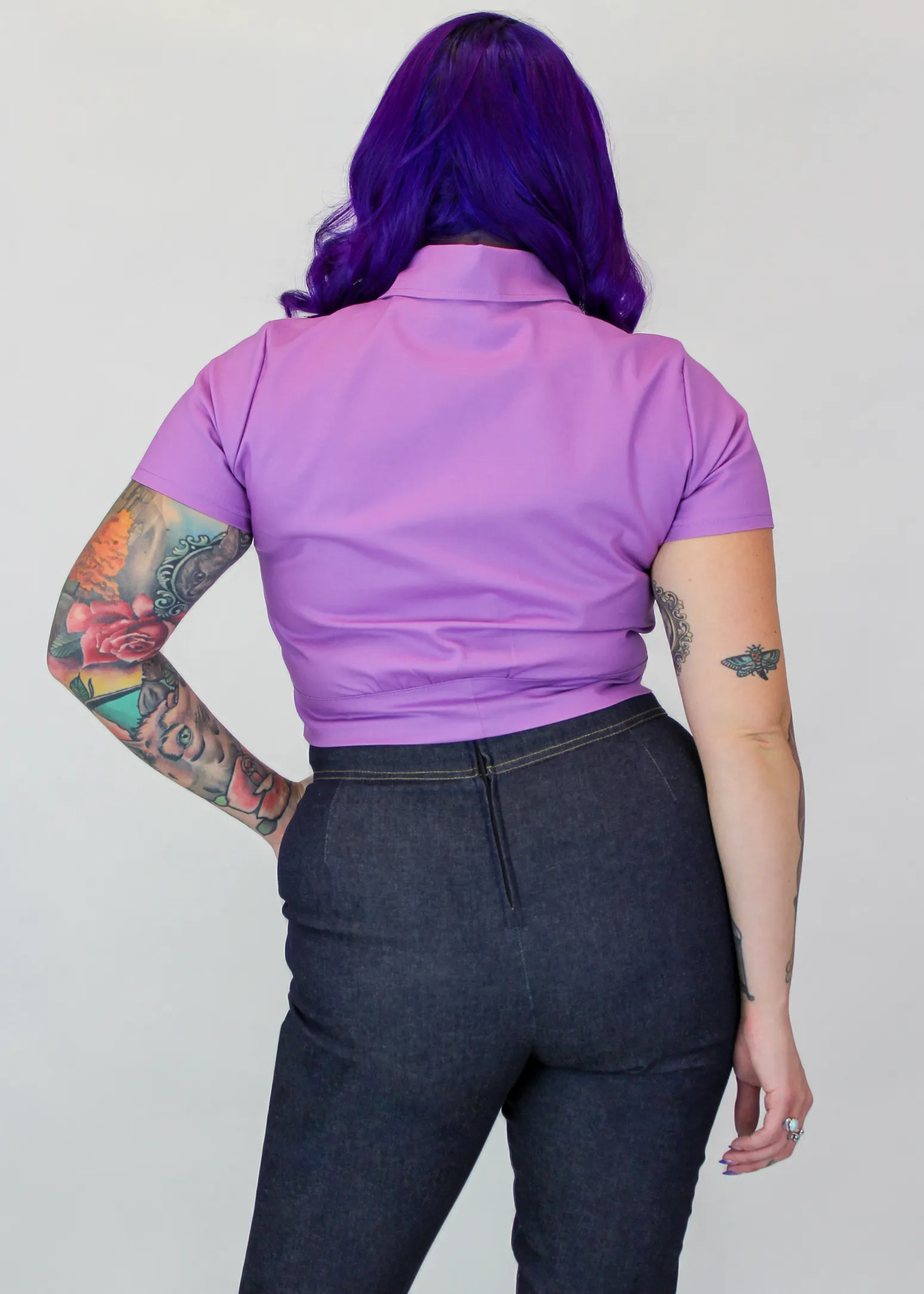 Embroidered Bride of Frankenstein Lavender Knot Top #E-LBFKT