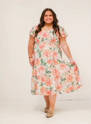 Enchanted Garden Floral Midi Dress