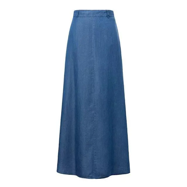 Europe Early Women Long Skirts Casual Cowboy Skirt Bohemia Denim Skirt YX1617