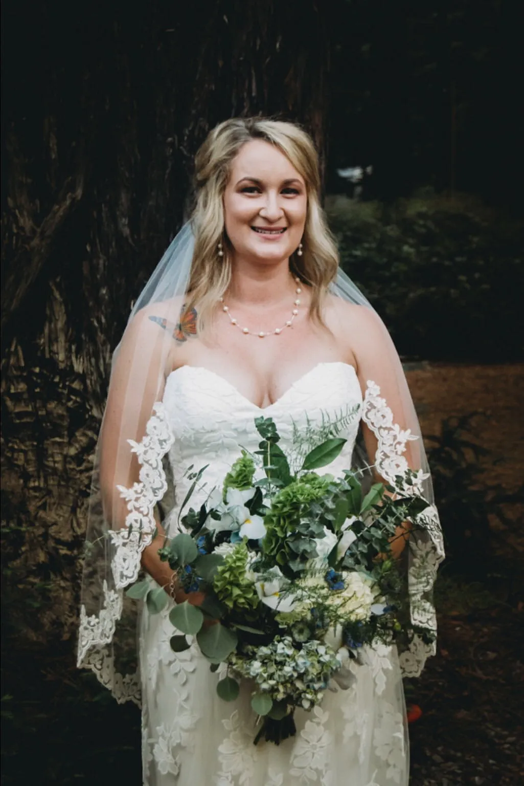 Fingertip Wedding Veil with Classic French Alencon Lace Trim