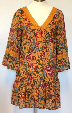 FLORAL V-NECK MINI DRESS